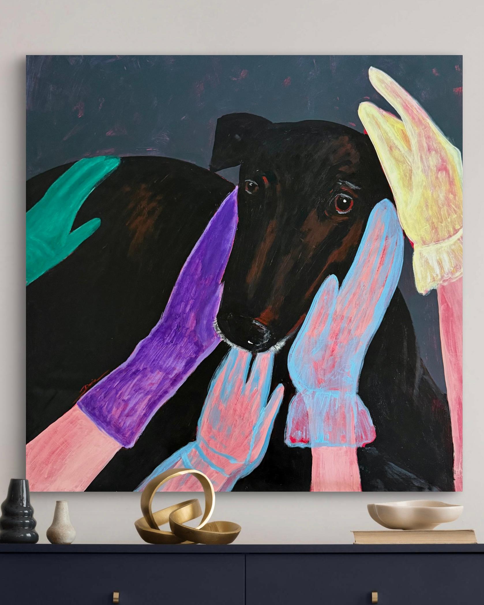Permission to Toch - Black Animal Painting by Daria Okhrimenko