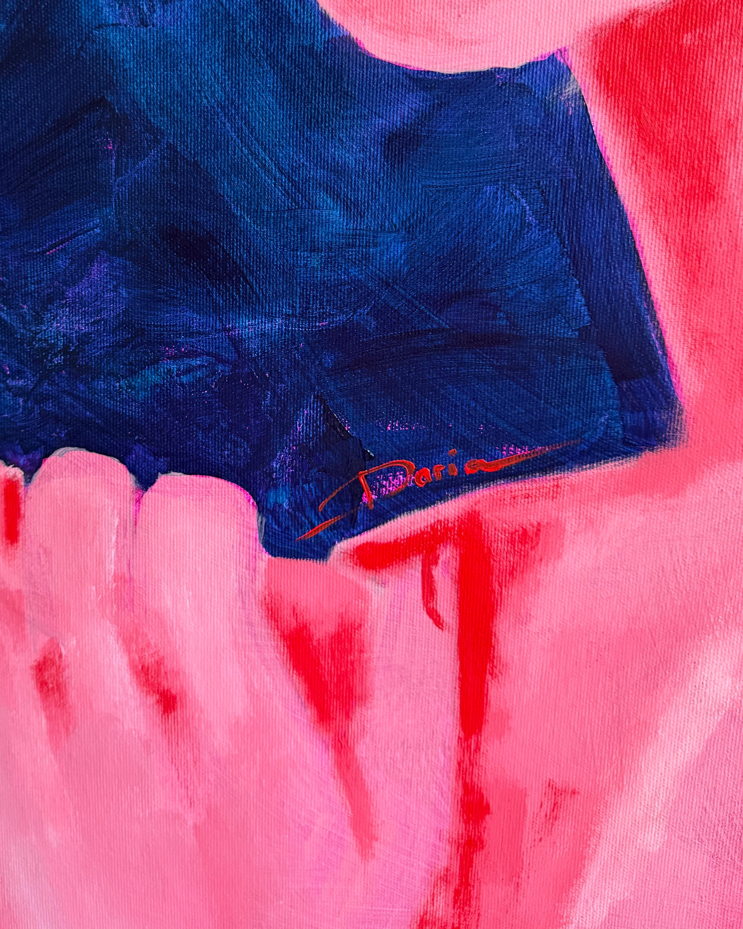 Geteiltes Schweigen (Pink), Figurative Painting, von Daria Okhrimenko