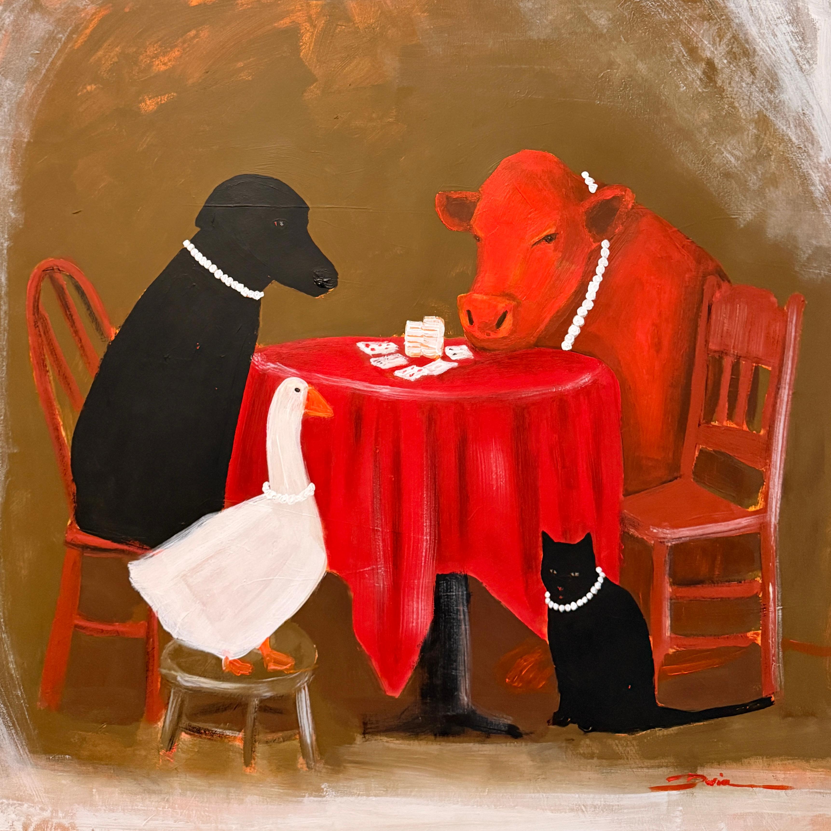 Daria Okhrimenko Landscape Painting - The Friday Pocker Club