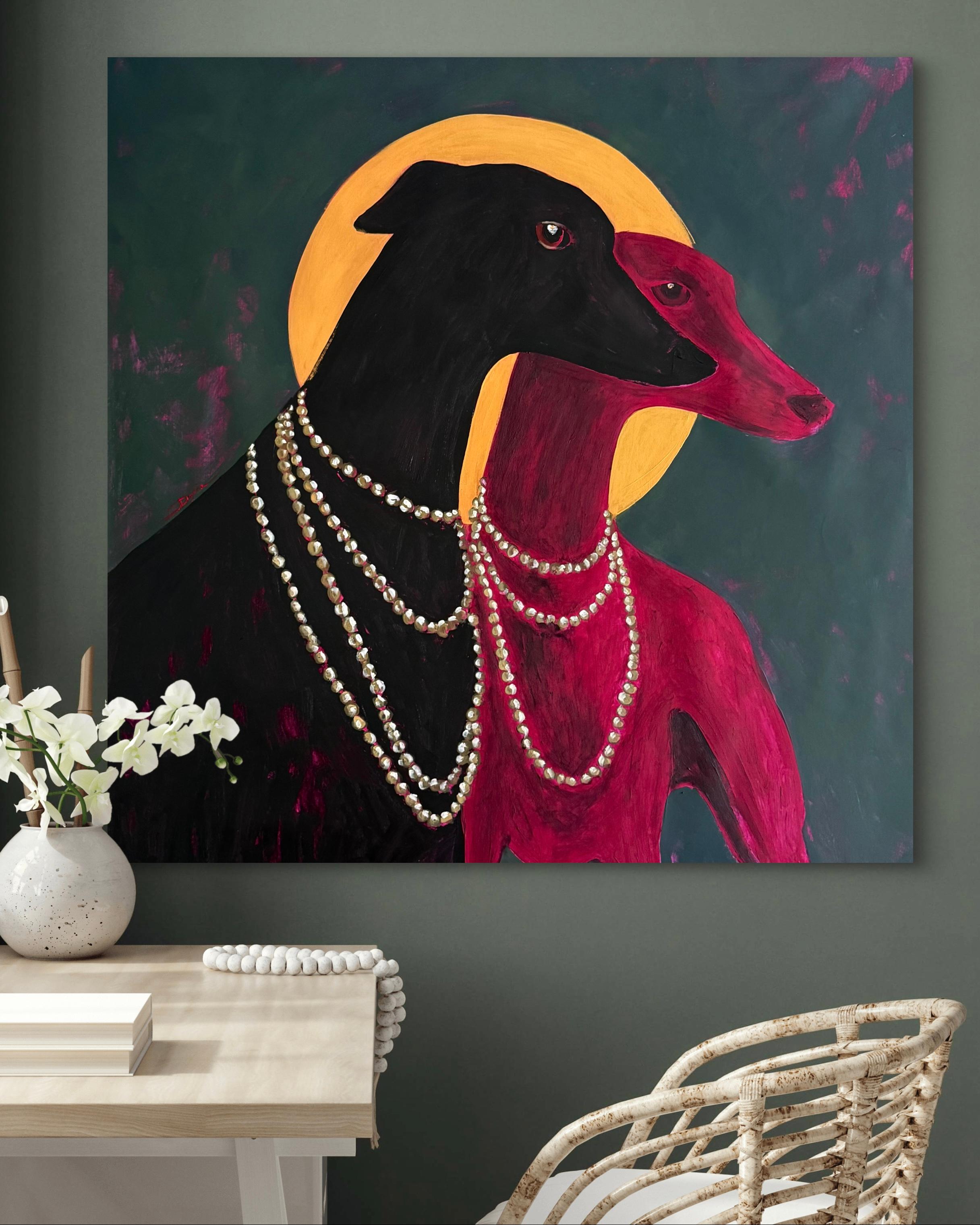 Zwei Präsenzen (Schwarz), Animal Painting, von Daria Okhrimenko