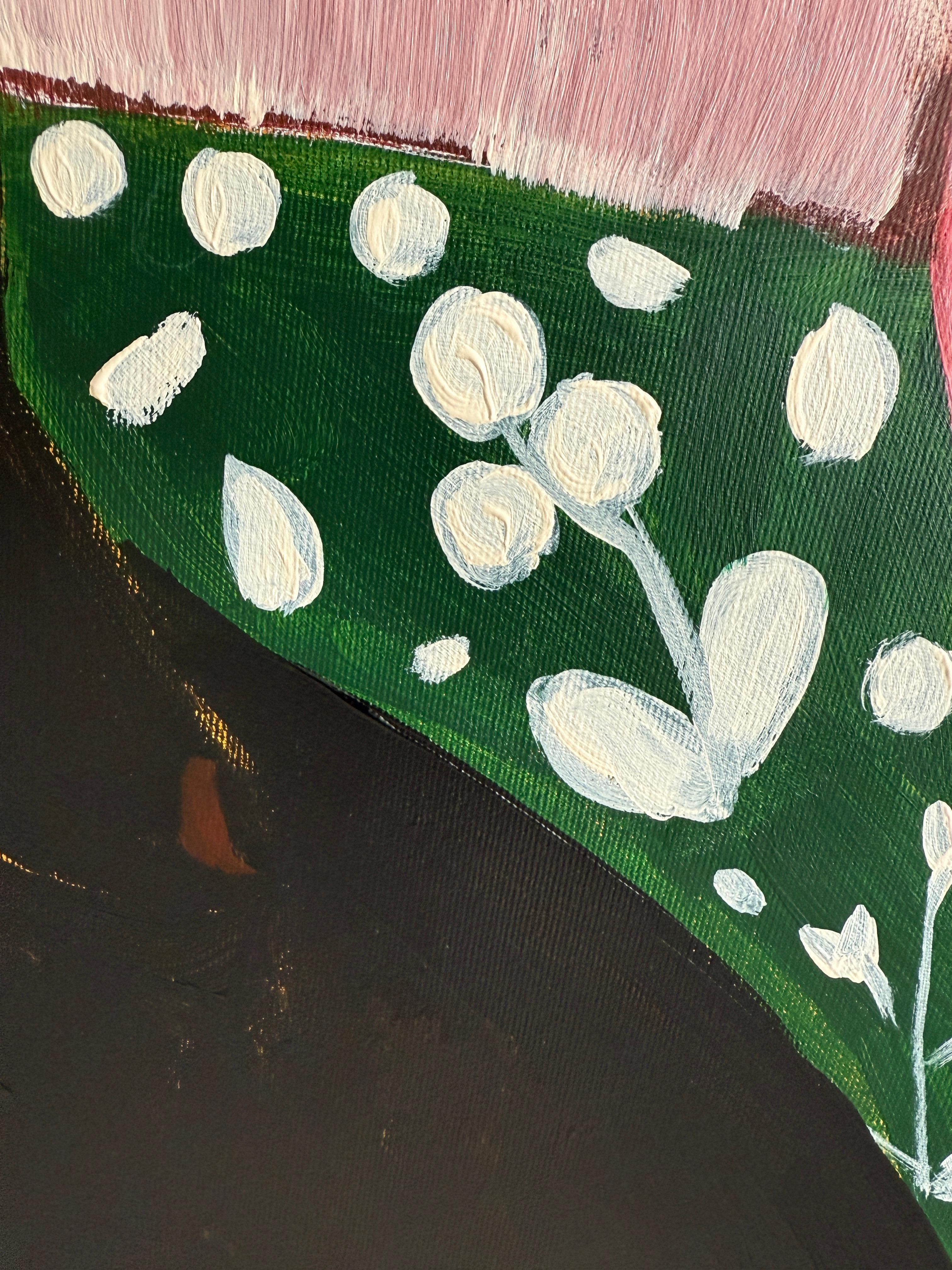 In this work, the outer noise of rain turns into an inner silence.
It’s pouring outside, yet inside there’s soft light, the warmth of skin, the smell of pages, and the quiet breathing of a dog nearby.
The painting speaks about the shelter we create