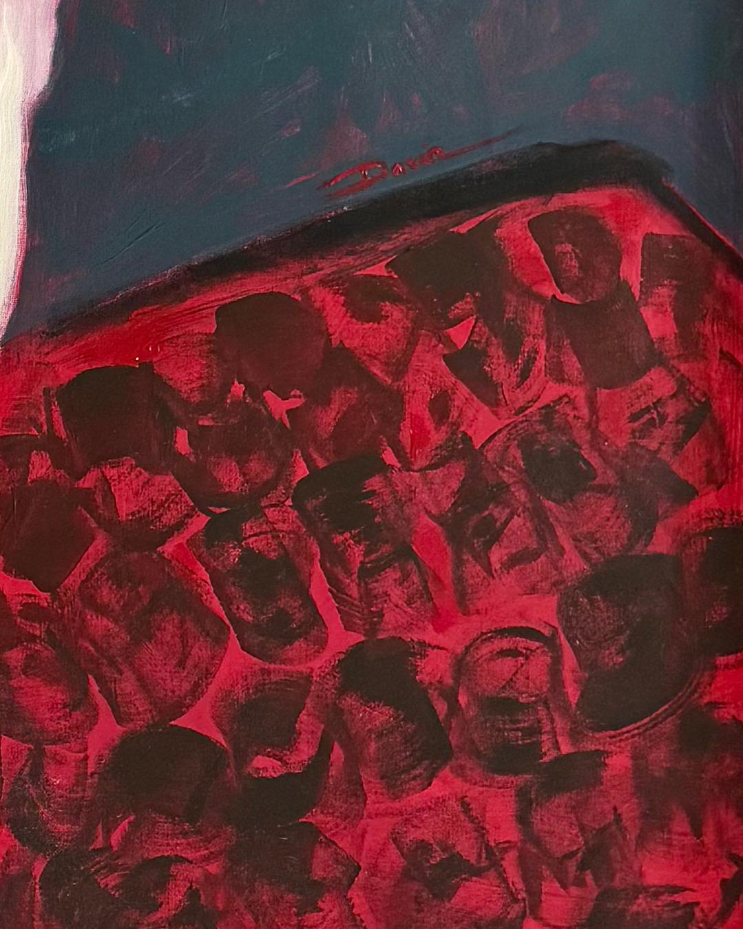 In this work, the artist portrays a woman who has allowed herself to let go of effort. Her slightly slumped posture is not weakness, but a conscious decision to release the tension of expectation. She exists in a space where she no longer has to be
