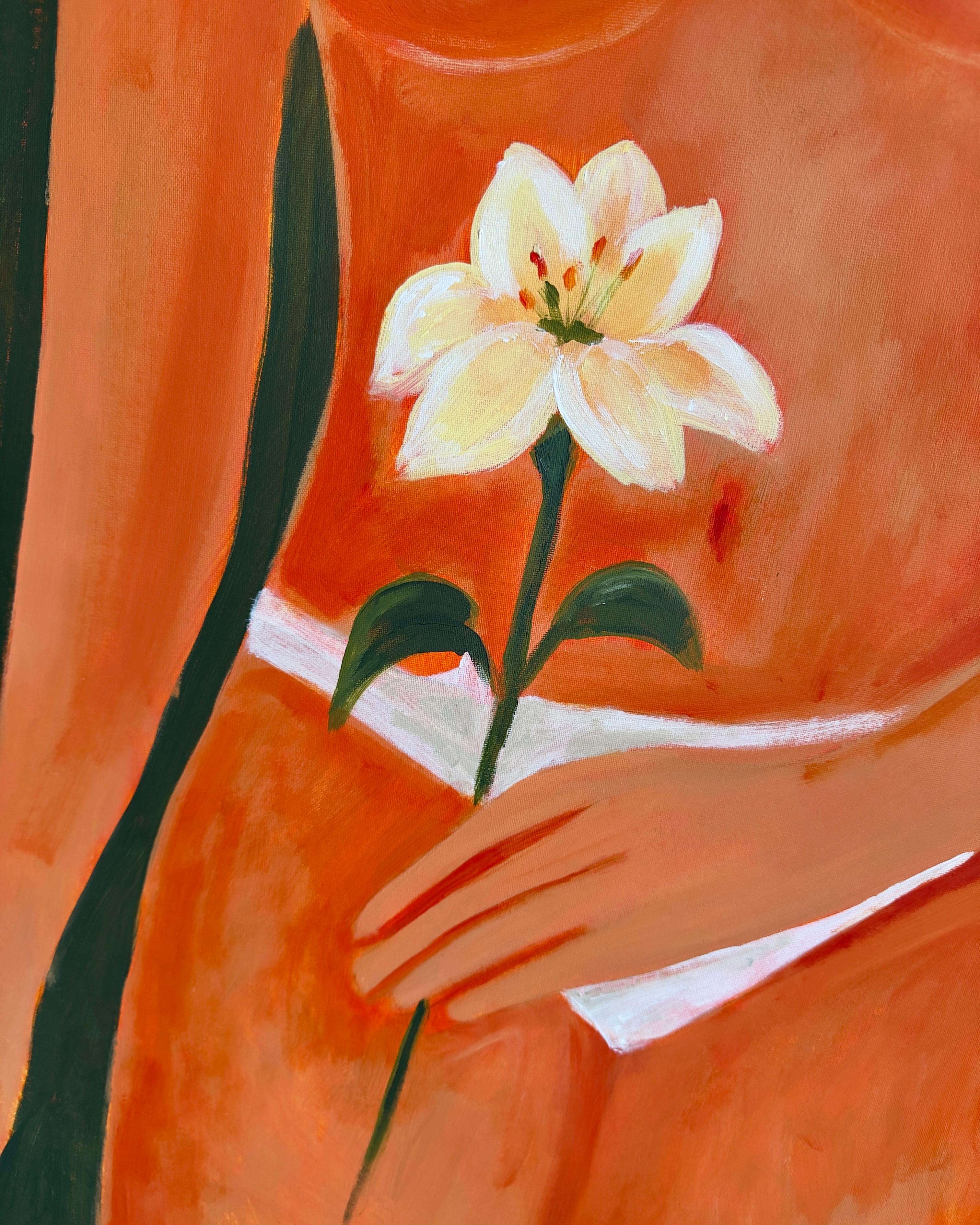 Wine and Lily - Contemporary Painting by Daria Okhrimenko