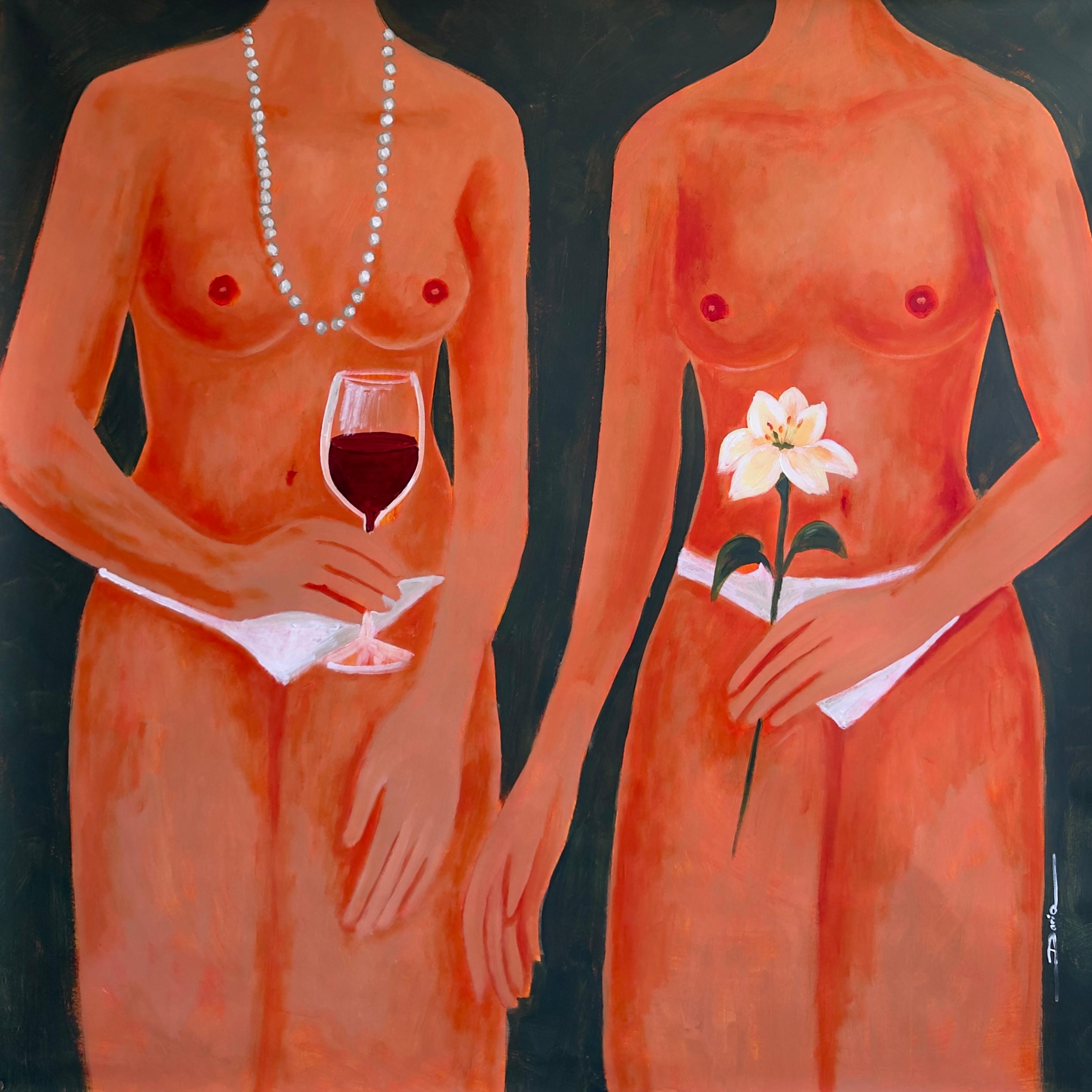 Daria Okhrimenko Figurative Painting - Wine and Lily