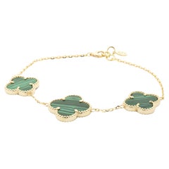 Daric 18 Karat Yellow Gold Faux Malachite Three Motif Bracelet