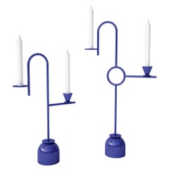 Bougeoirs Dariel Studio Low Blue en métal laminé pour Cappellini