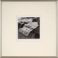 Newspapers on the Table - Miniature Still Life in Watercolor on Heavy Paper