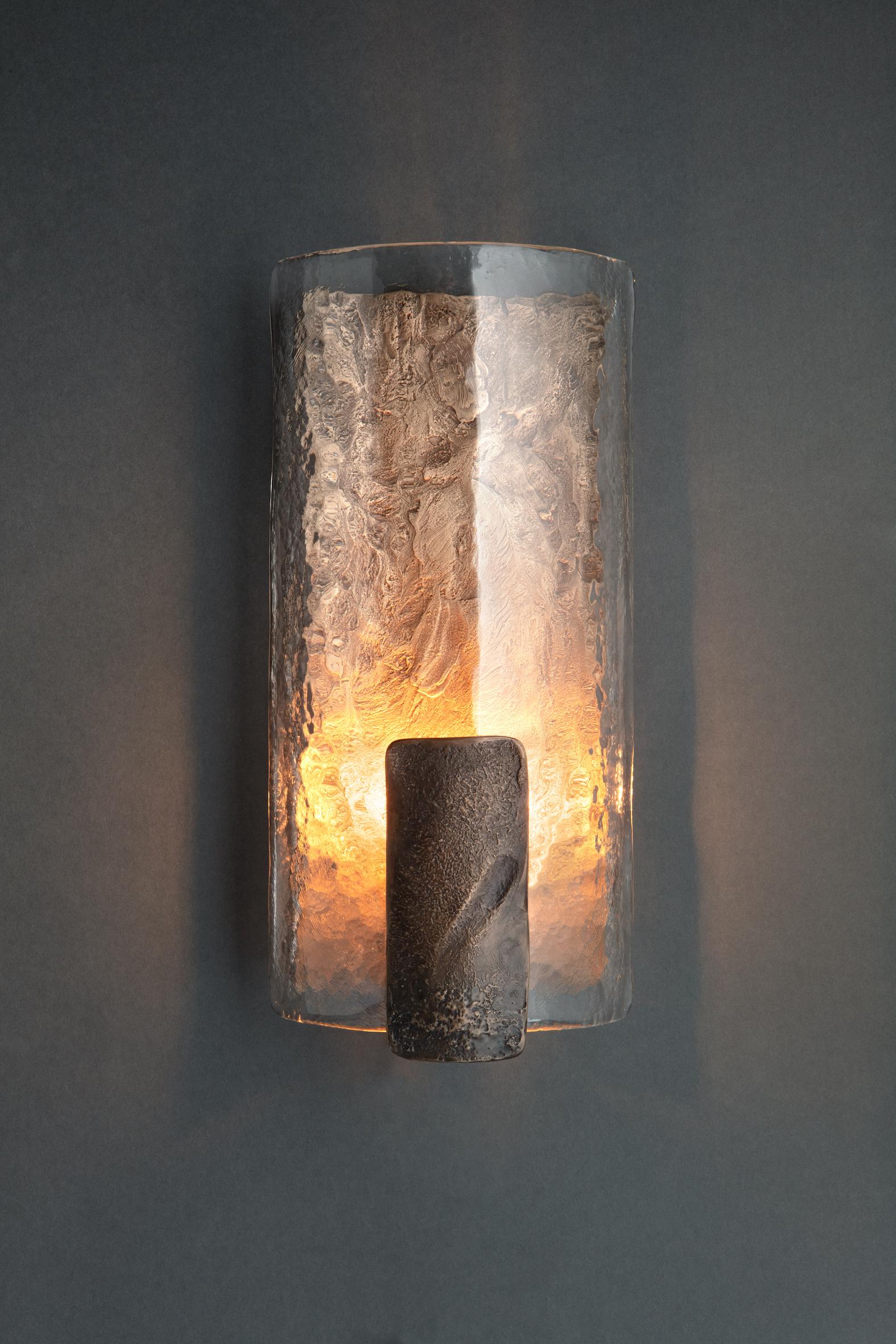 Contemporary Darien Sconce - cast bronze and Murano glass  For Sale