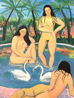 Girls by the pool, 70x50cm