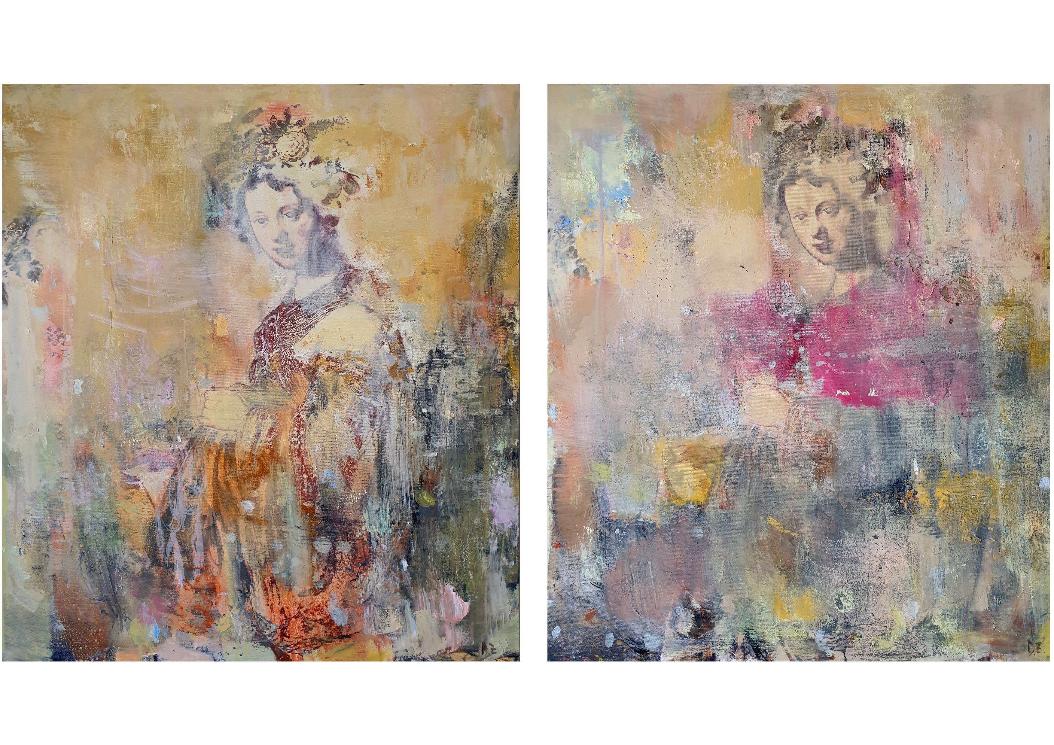 Darina Zlatareva Abstract Painting - Diptych Inspired By Rembrandt ,