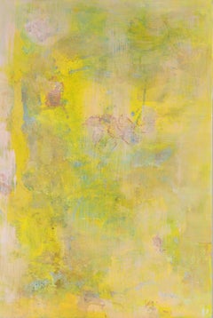 Other Space I - Abstract Oil Painting Colors Yellow Grey Green White Blue