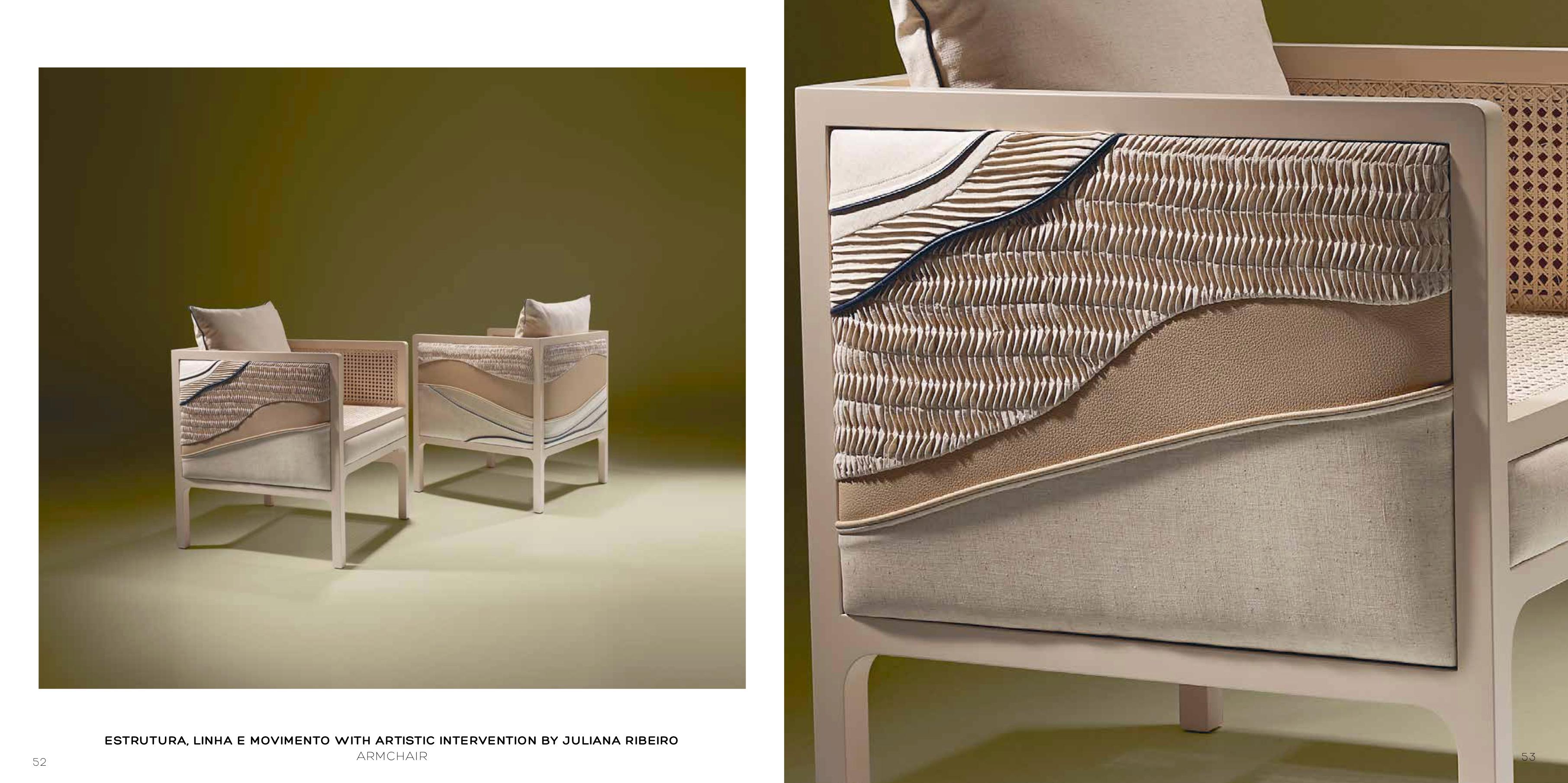 Fabric Structure, Line and Movement Contemporary Armchair with Artistic Intervention  For Sale