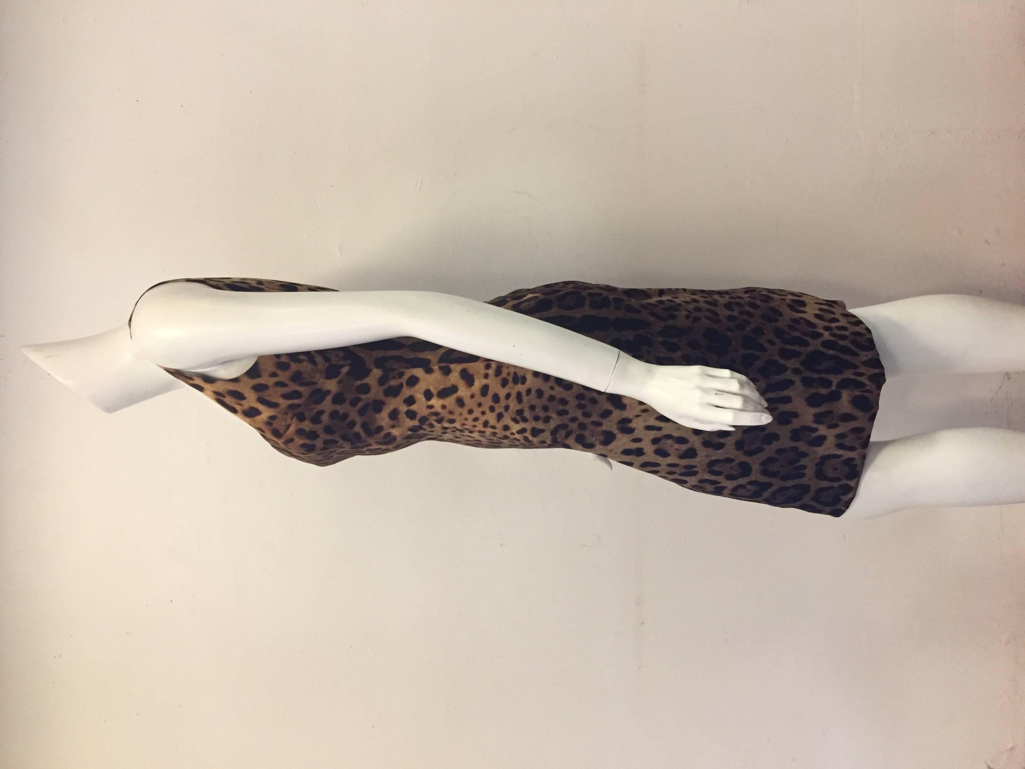 Daring Dolce & Gabbana Leopard Print Sheath Dress In Excellent Condition In Palm Beach, FL