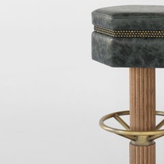 Dario Bar Stool in Brass and Oak, Handcrafted, Modern Design, New