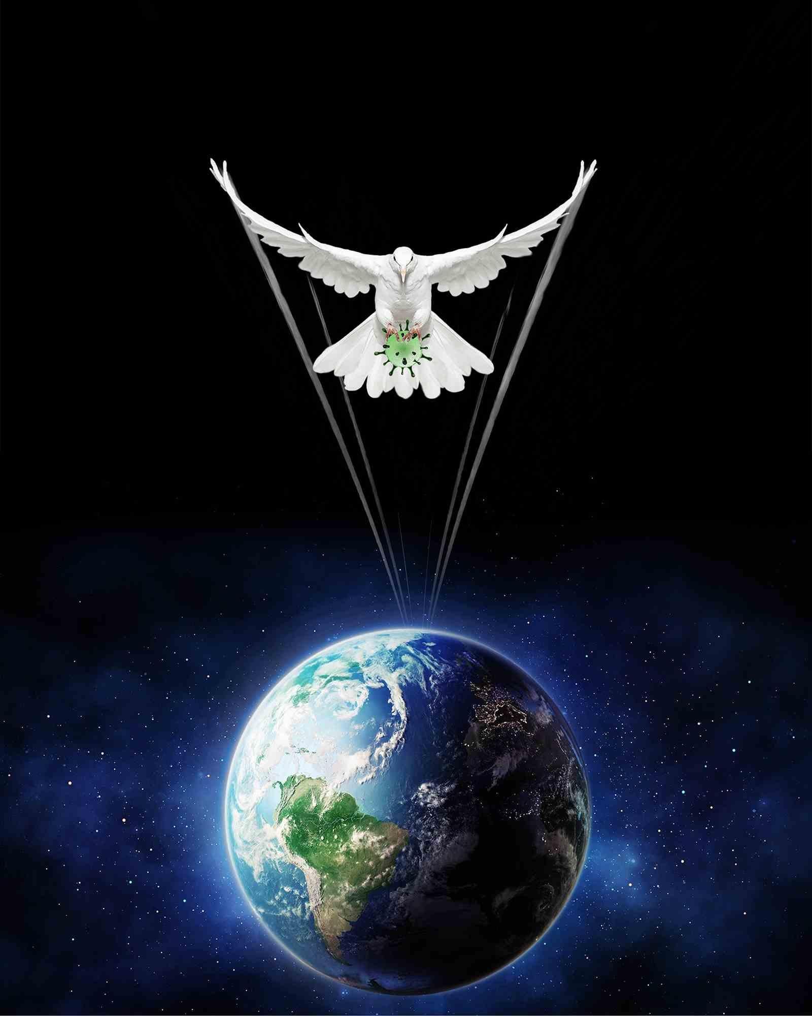 COLOMBAVIRUS free Humans from evil (Cut Earth) - Print by Dario Cusani - 2020