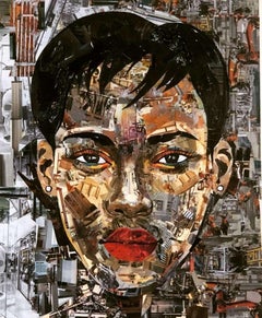 Vibrant Collage on Canvas Portrait