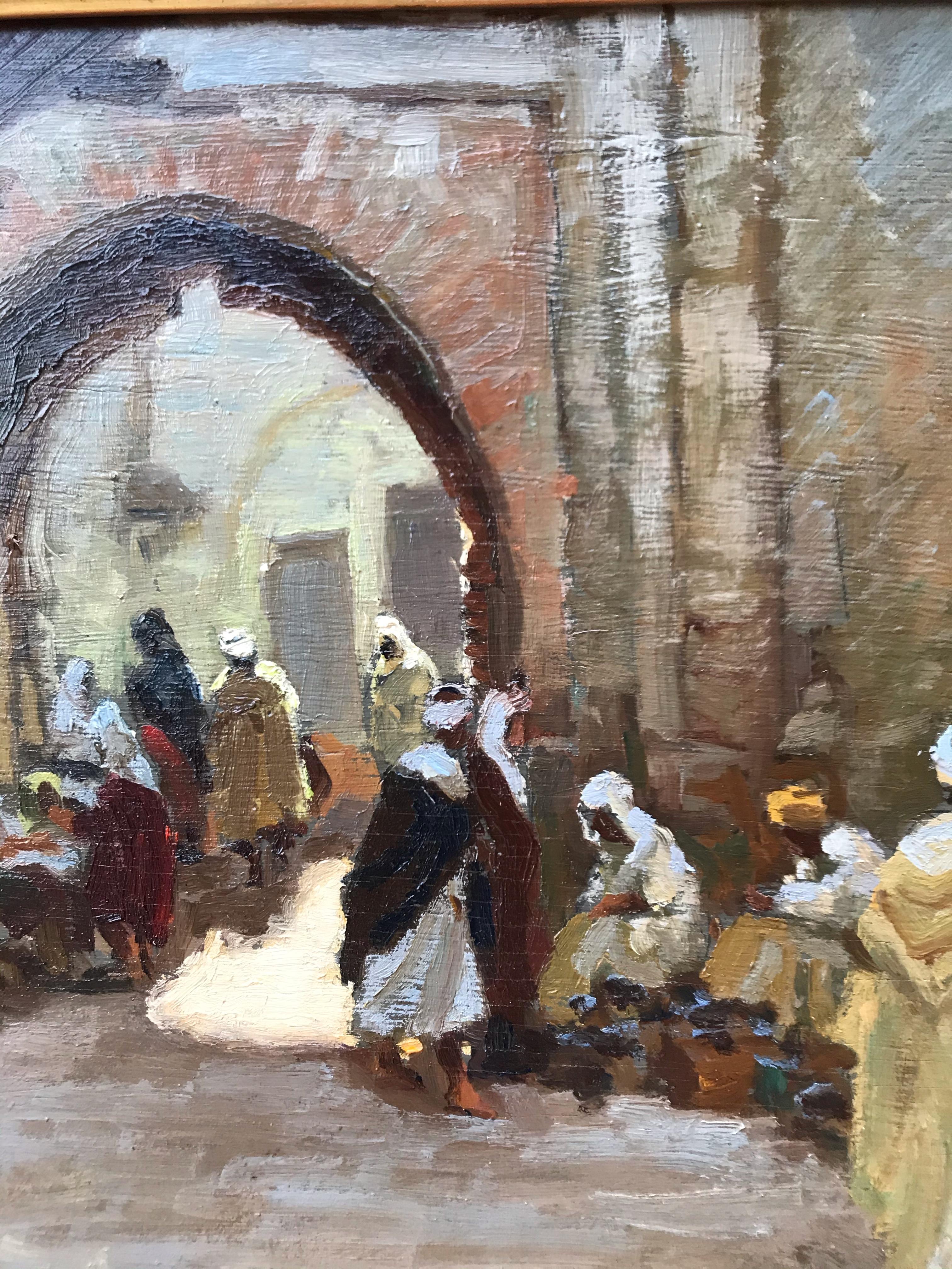 Orientalist Market Street with characters - Academic Painting by Dario MECATTI  