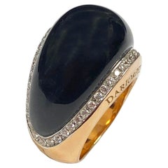 Dario & Peter Italy Rose Gold Diamond Onyx Dome Ring