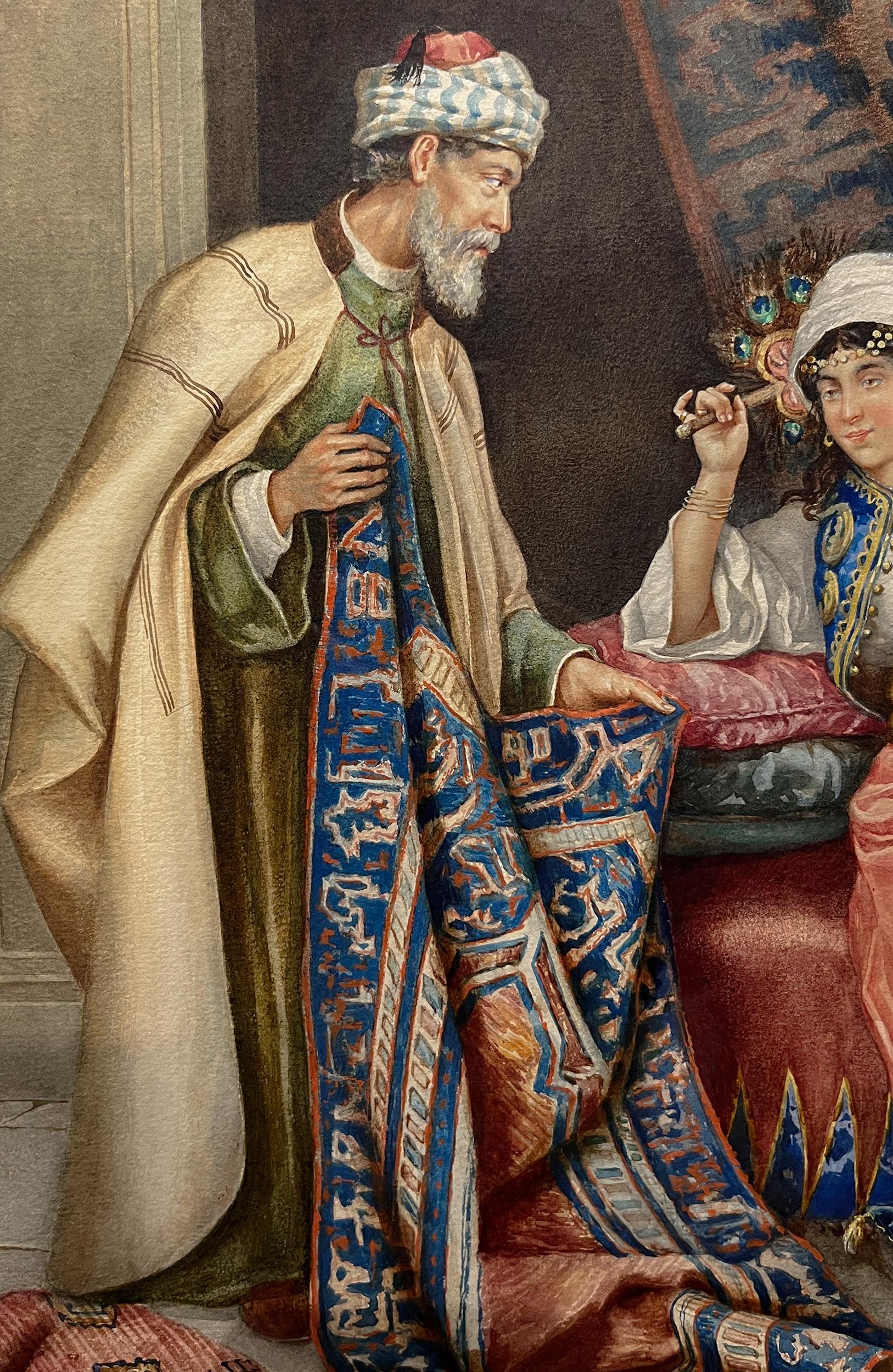 Dario Santini  (Italian, 1874-1924)  Rug Merchant  watercolor  . For Sale 2