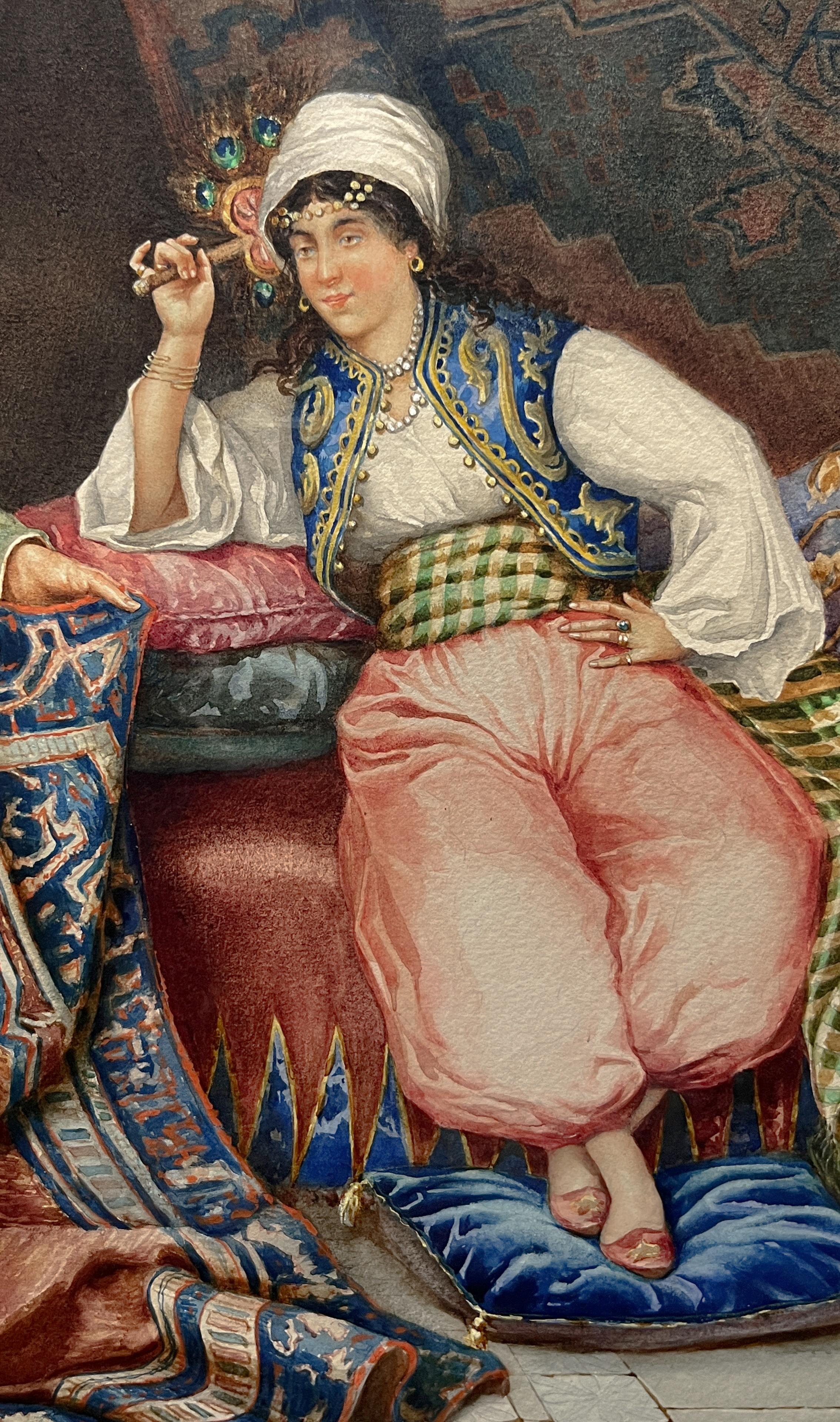 Dario Santini  (Italian, 1874-1924)  Rug Merchant  watercolor  . For Sale 3