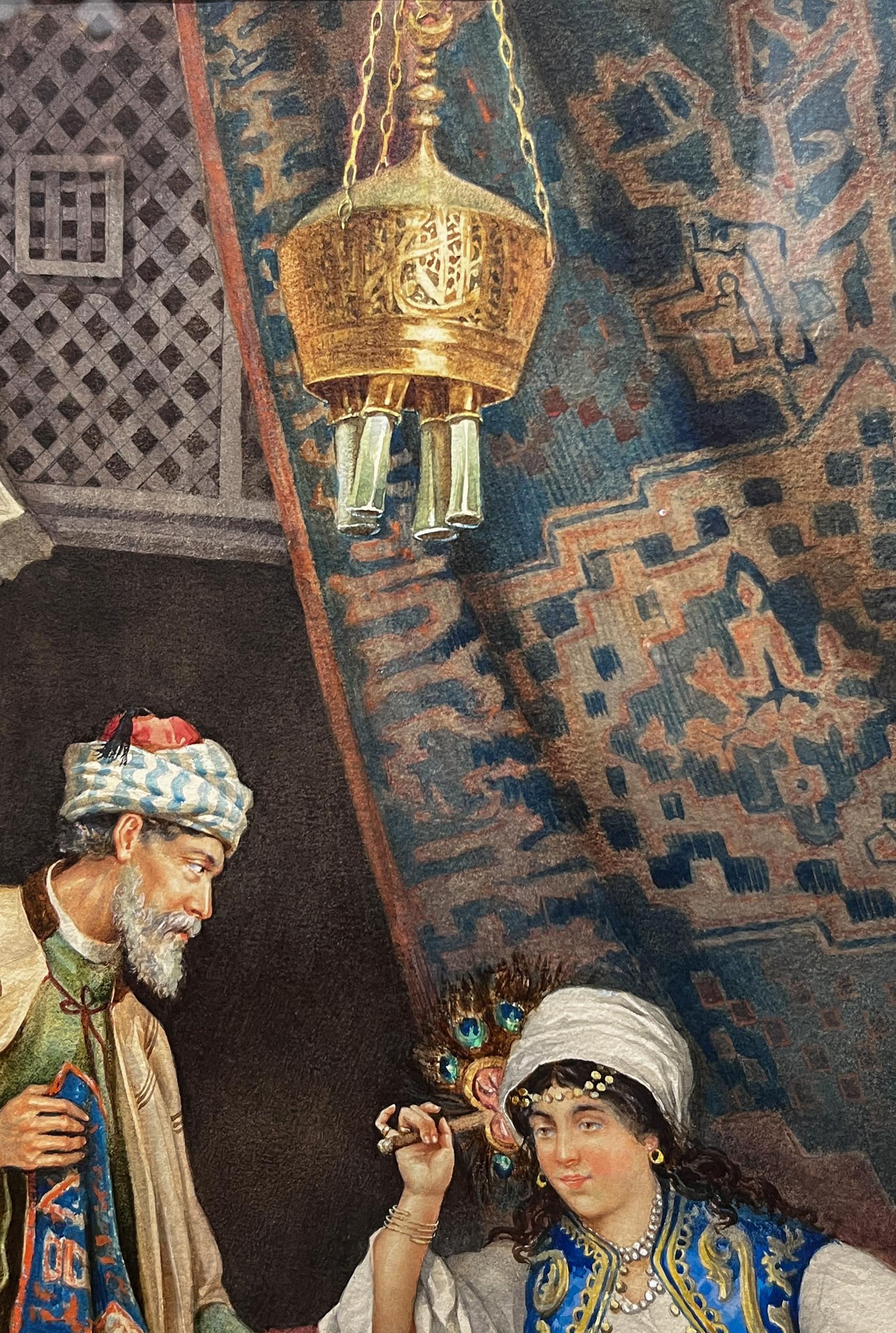 Dario Santini  (Italian, 1874-1924)  Rug Merchant  watercolor  . For Sale 5