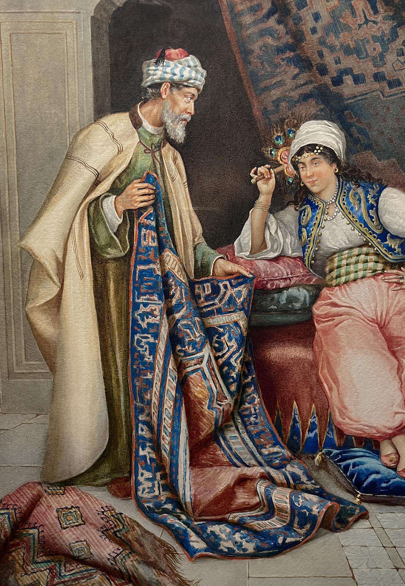 Dario Santini  (Italian, 1874-1924)  Rug Merchant  watercolor  . For Sale 7