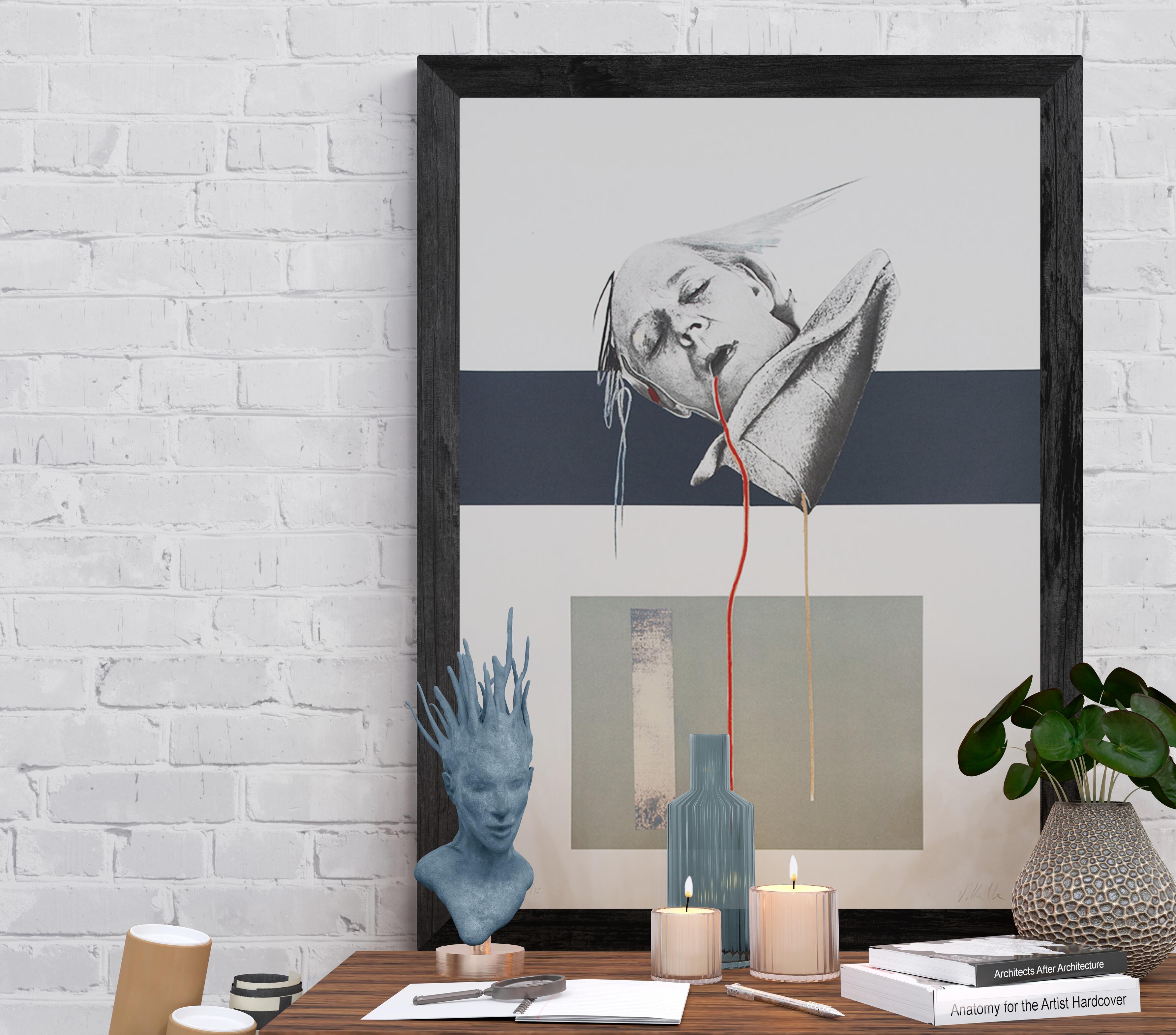 Dario Villalba UNTITLED 5 Limited Conceptualism Spanish Contemporary Grey Woman For Sale 5
