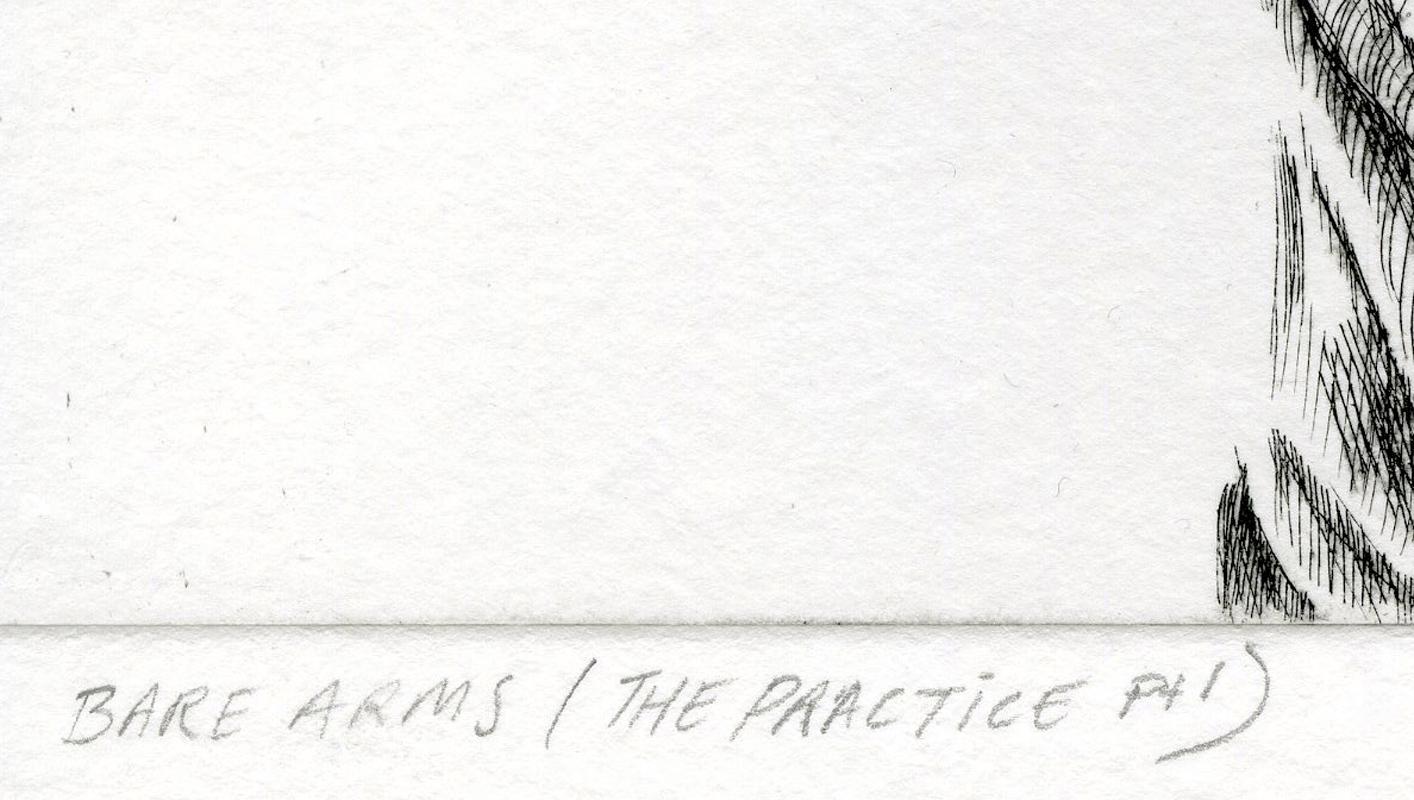 Bare Arms (The Practice #1)
Drypoint on Aluminum, 2019
Signed with the artist's initials (see photo)
The first plate from a proposed suite of 9 drypoints, all printed in an edition of 8 impressions
titled and numbered in pencil
Edition: 8, with 4