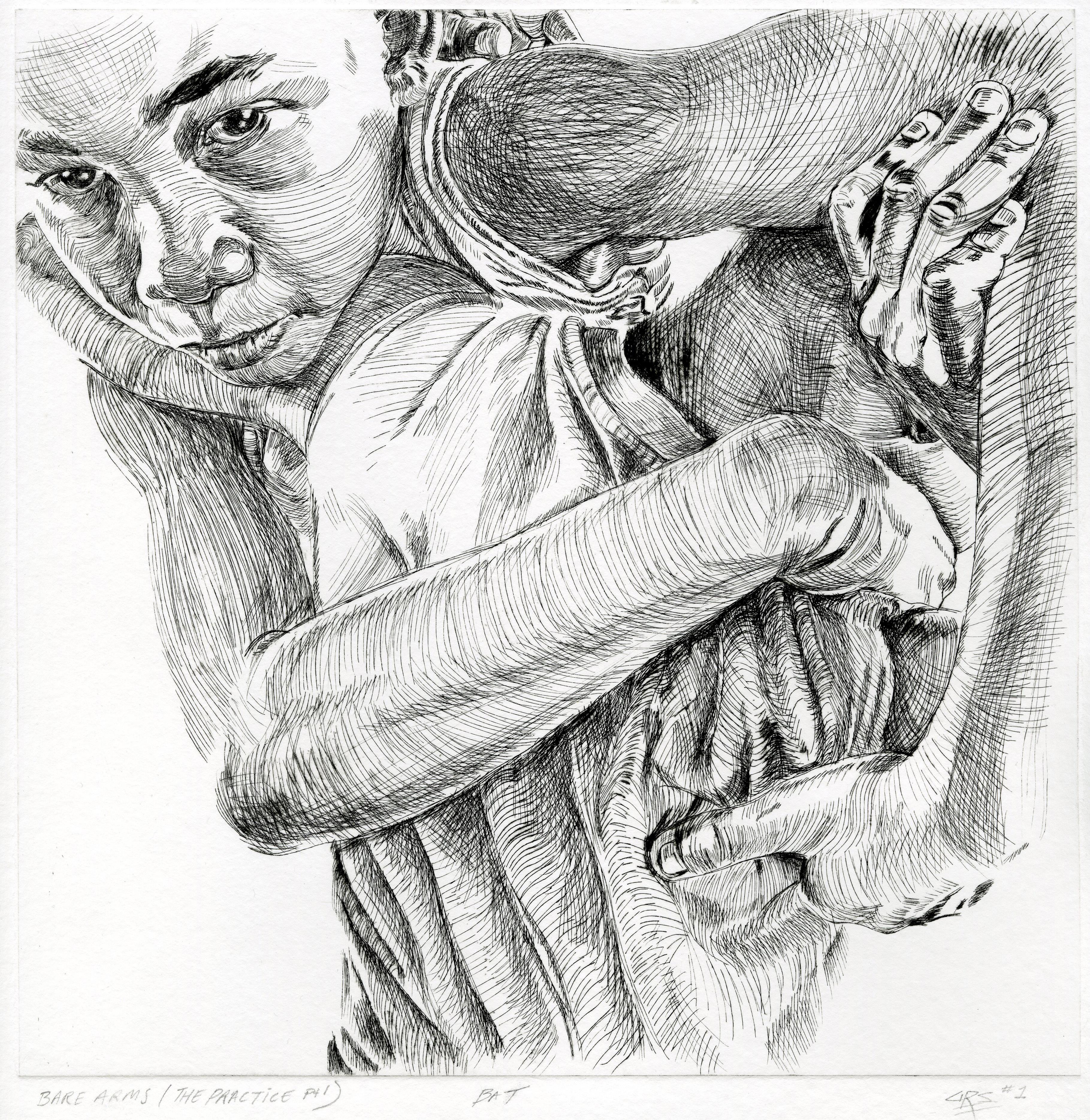 Darius Steward Figurative Print – Nackte Arme (Die Praxis #1)