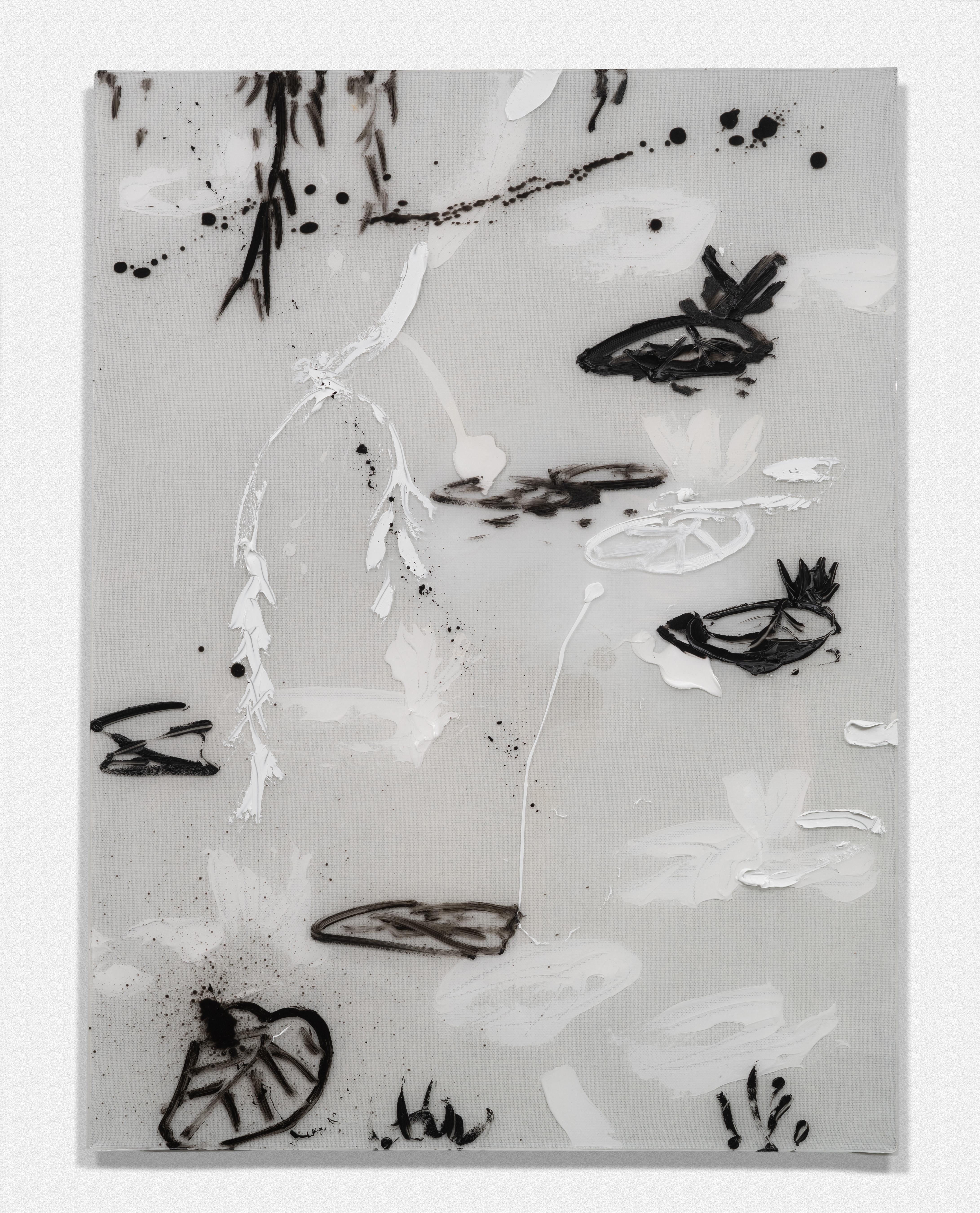 Darius Yektai Abstract Painting – Lily Schwarzweiße und weiße Lilie