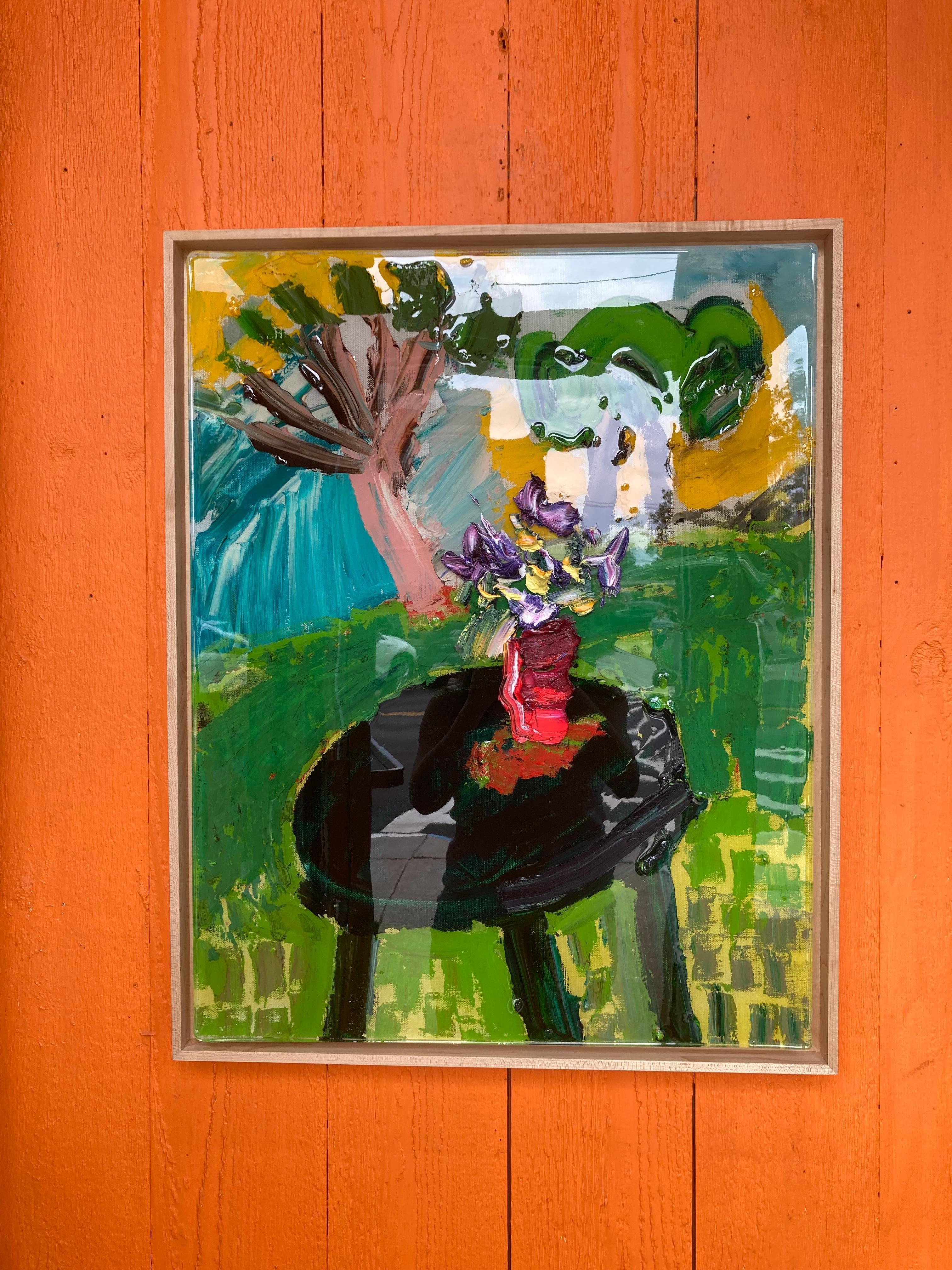 Schwarzer Tisch, Grüner Hill (Abstrakter Expressionismus), Painting, von Darius Yektai