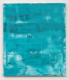 "Blaue Mimeo-Lilien" Zeitgenössische Malerei von Seerosen, 36x31 Zoll, signiert