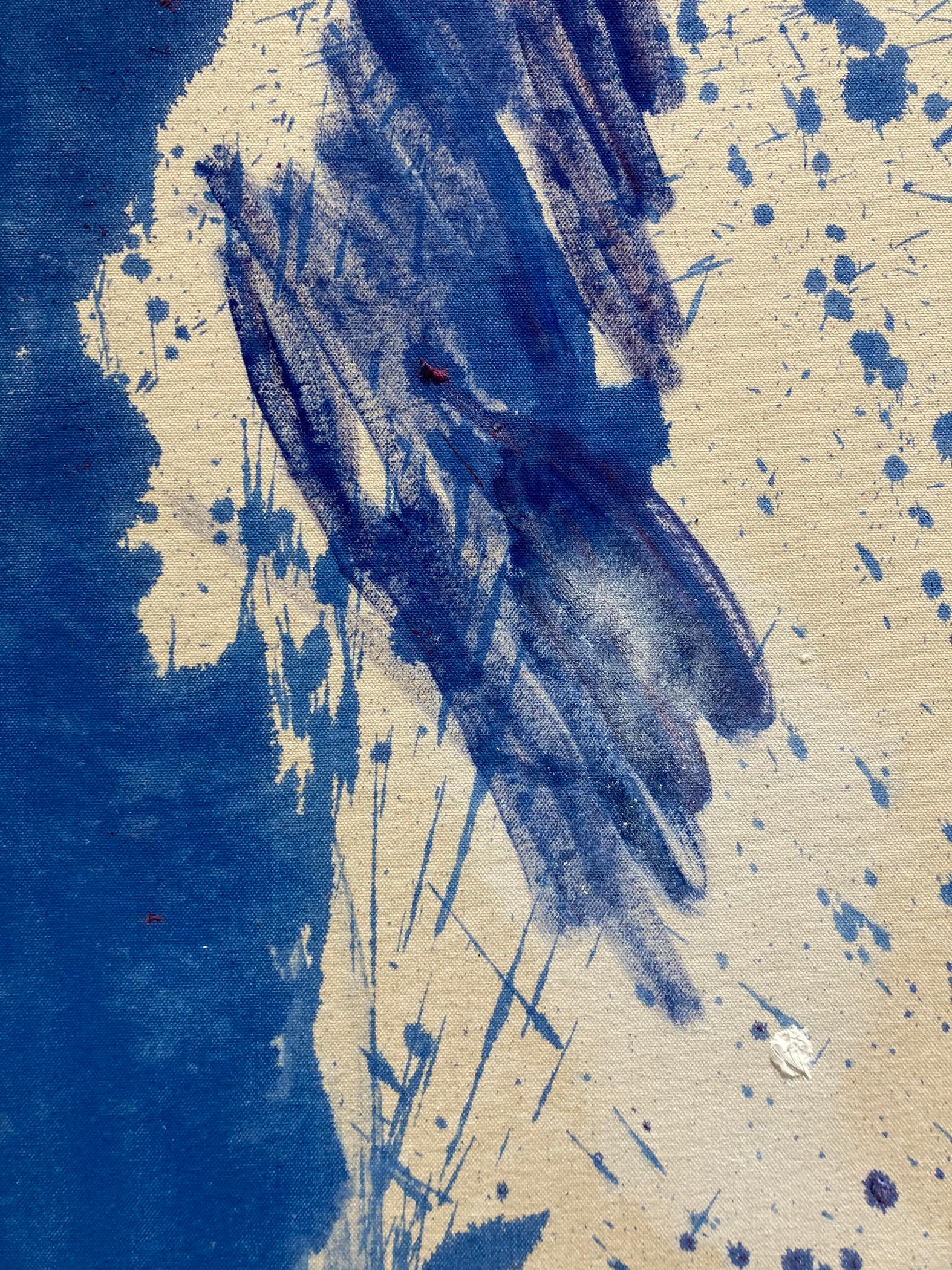 Giro azul - Abstract Painting Gris de Darius Yektai