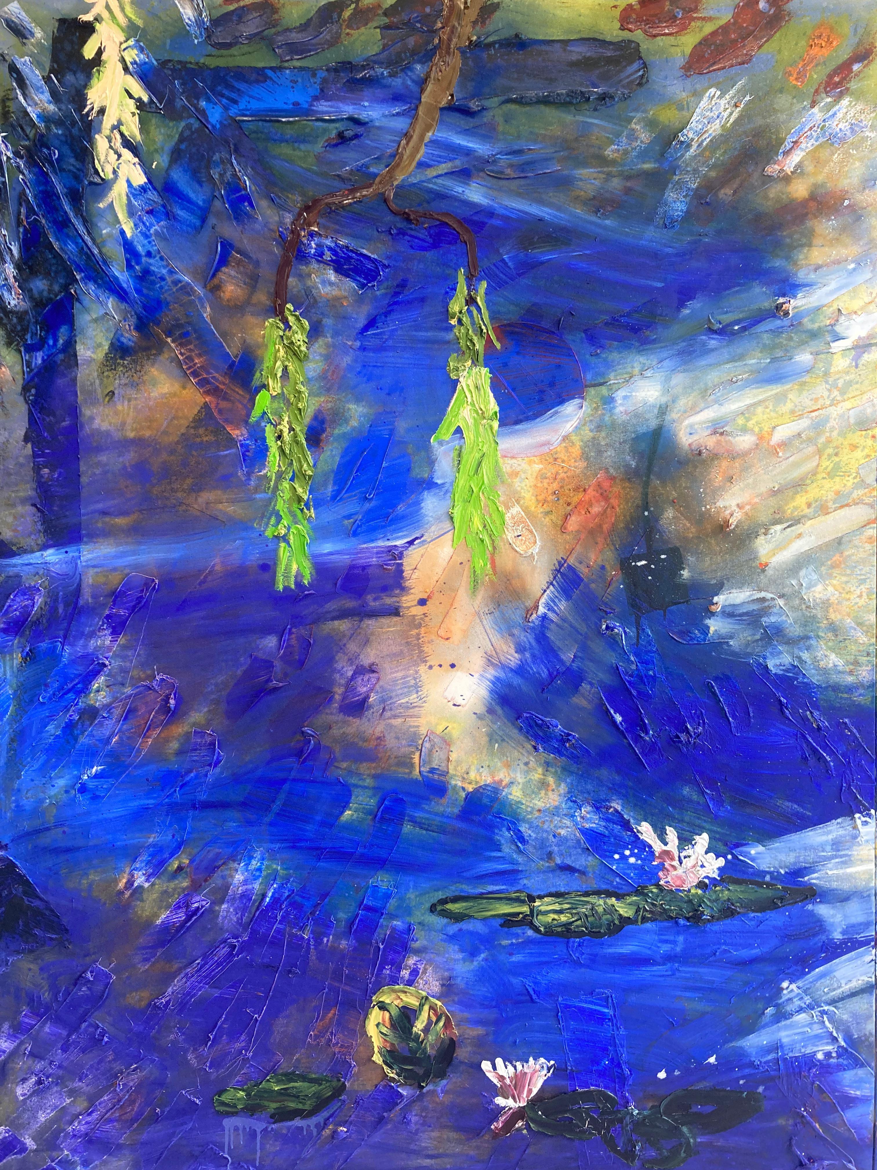 Cobalt Lilies - Painting by Darius Yektai