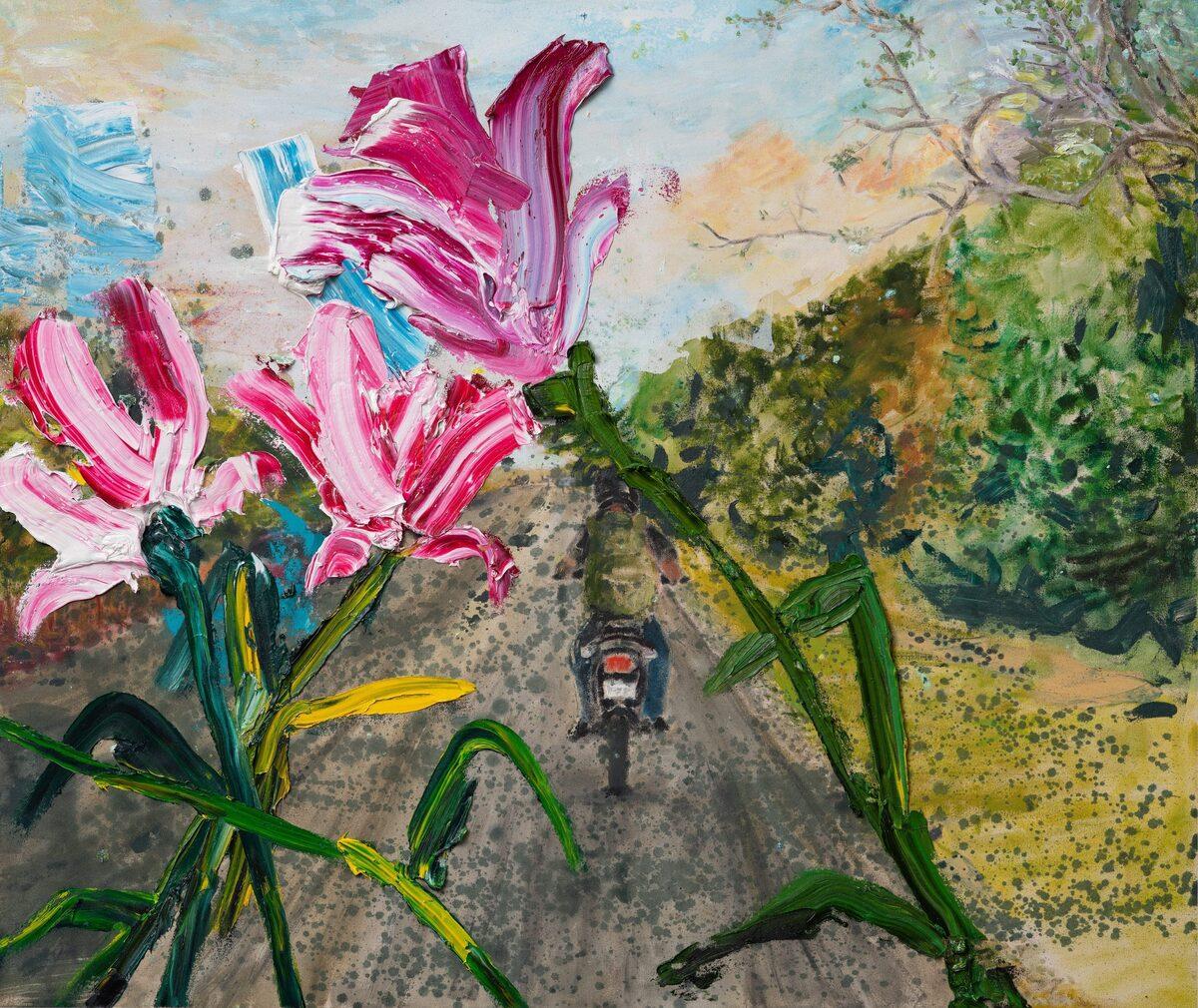 "Costa Rica Rider" Motociclista che attraversa le strade della Costa Rica e i fiori