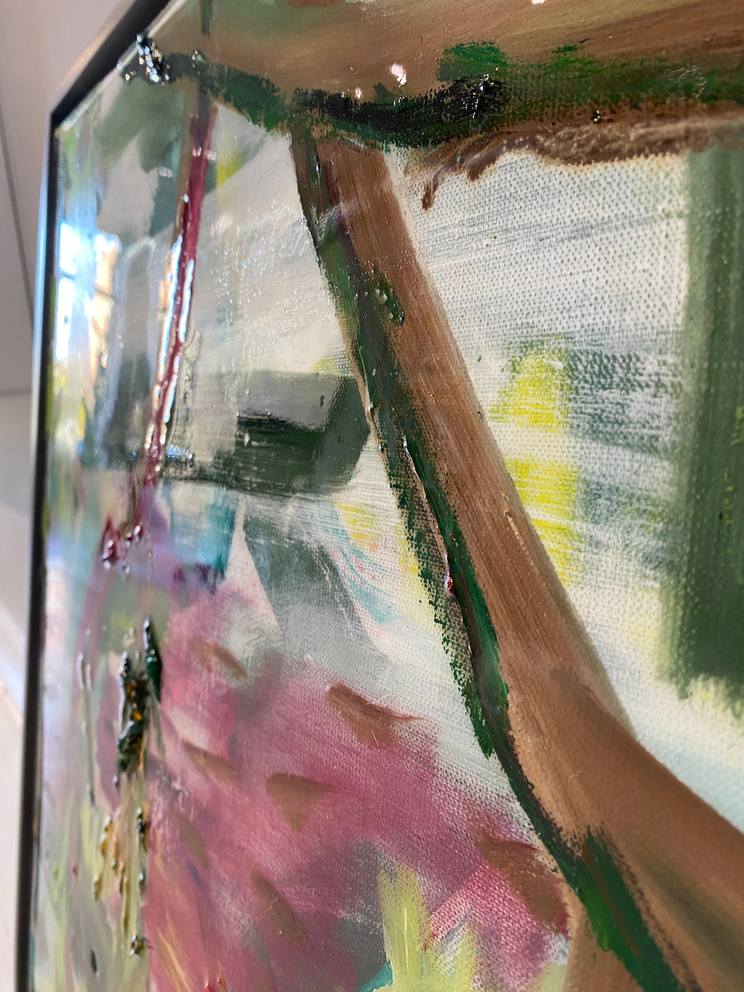 En esta conmovedora composición, Yektai combina el dinamismo del estilo expresionista abstracto con las cualidades suaves y meditativas de los nenúfares de Monet. 

Yektai pinta primero el lienzo con pinceladas sueltas de ricos verdes profundos. Una