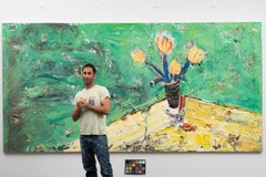 "Large Tulips, Yellow Table"