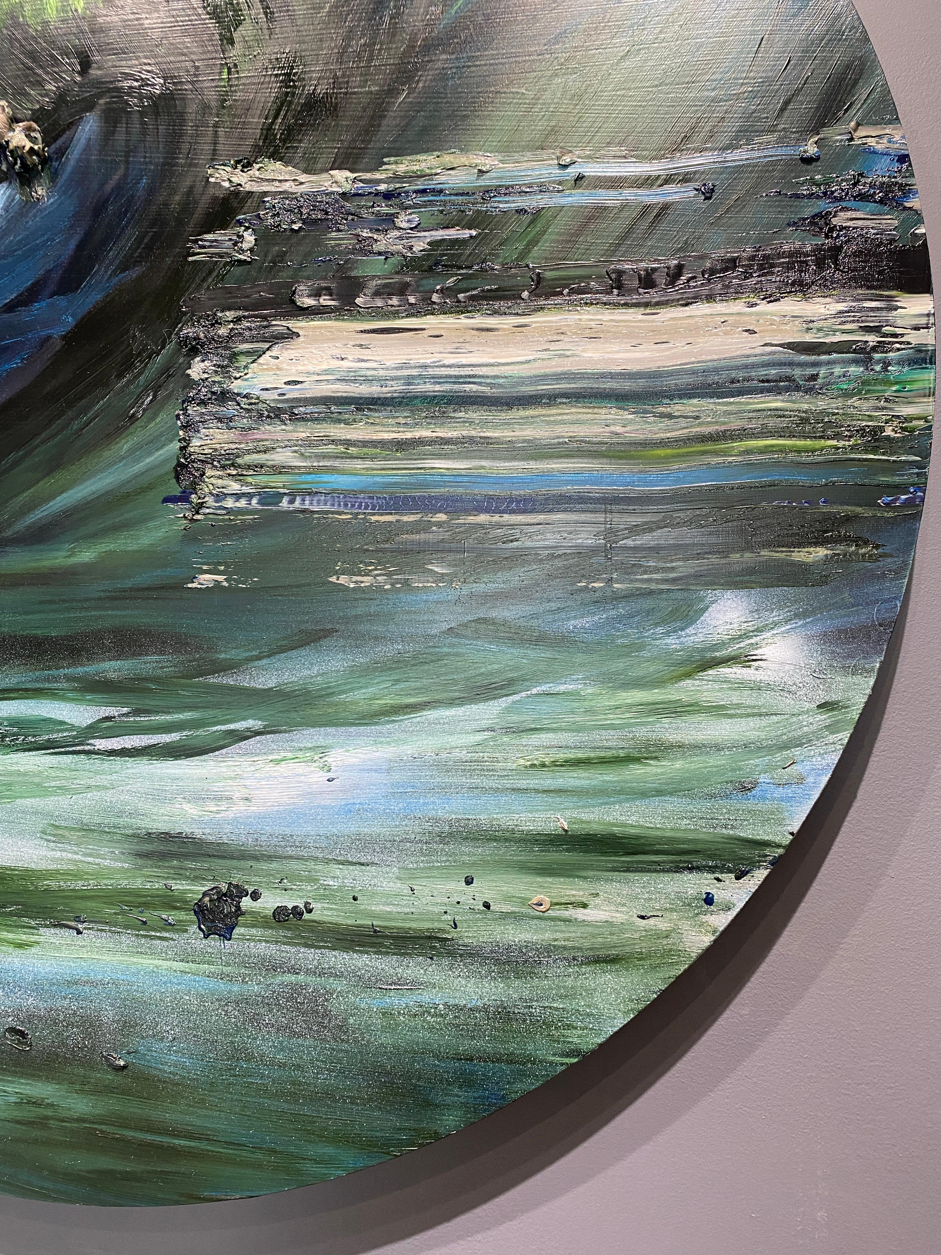 Fuori dal muro - Landscape Painting Nero di Darius Yektai