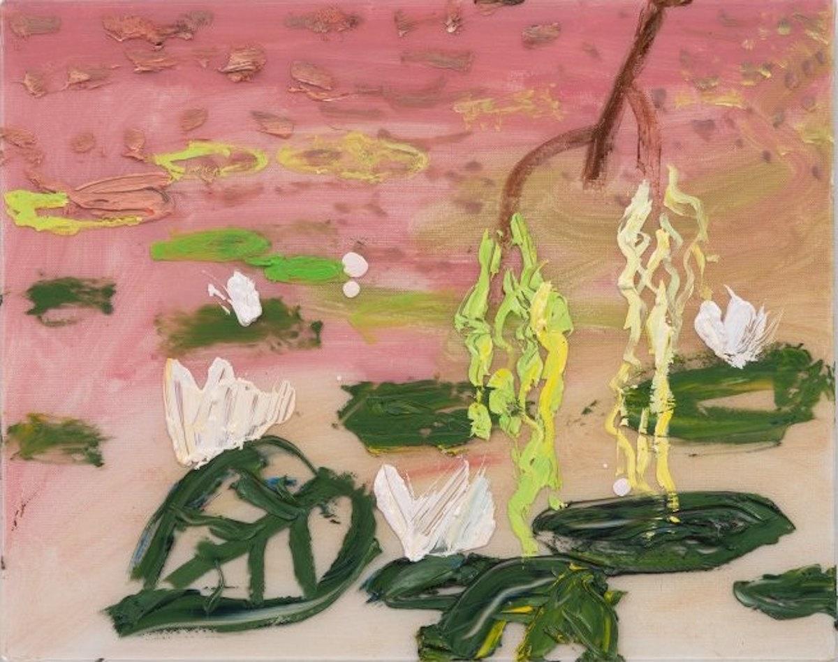 Darius Yektai Landscape Painting - Pink and Green Pond