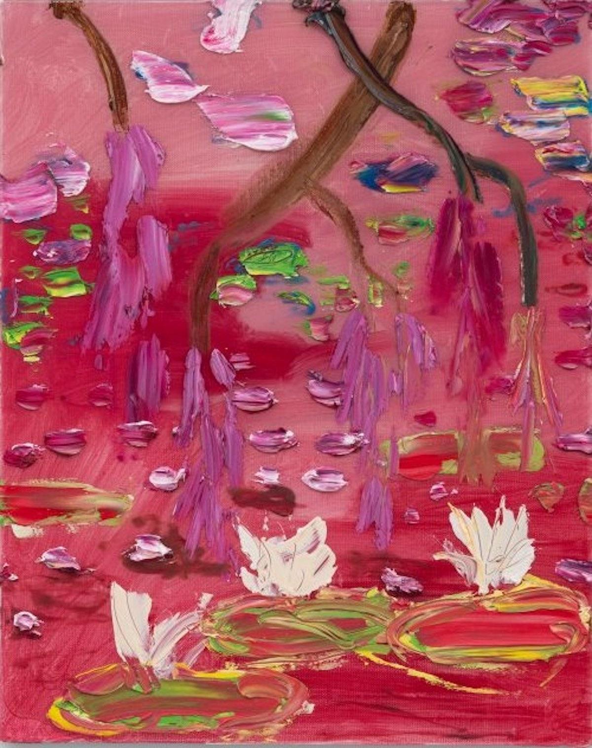 Darius Yektai Abstract Painting - Pink Scarlett Pond