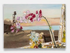 "Road End Beach Lane" Landscape painting, orchid on beach waterfront