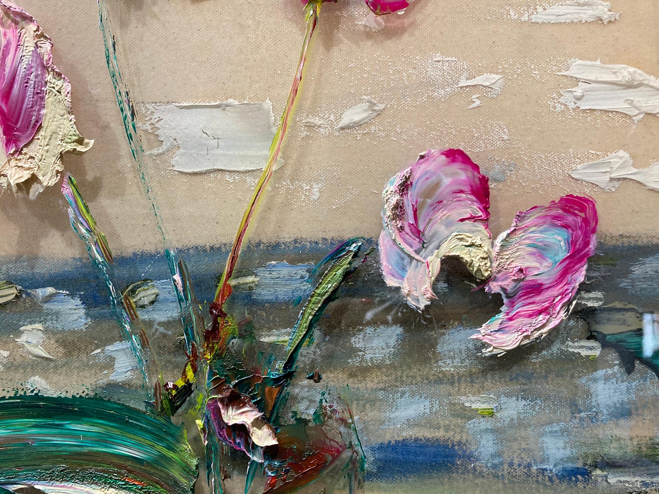 Sag Beach Orchid - Abstract Expressionist Painting by Darius Yektai