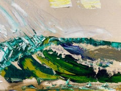 "Salt Chuck" expressionist landscape oil painting of ocean waves, large scale