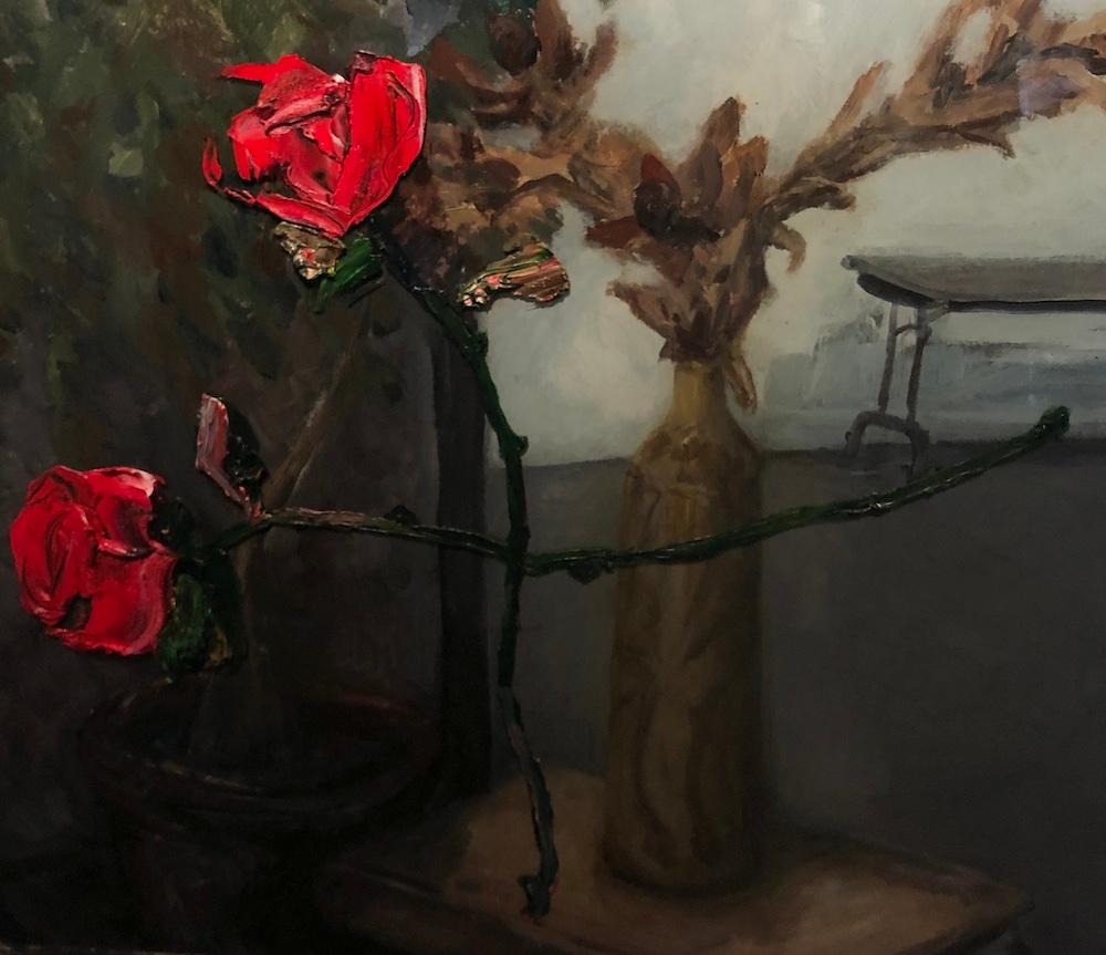 Studio Interior with Roses - Painting by Darius Yektai