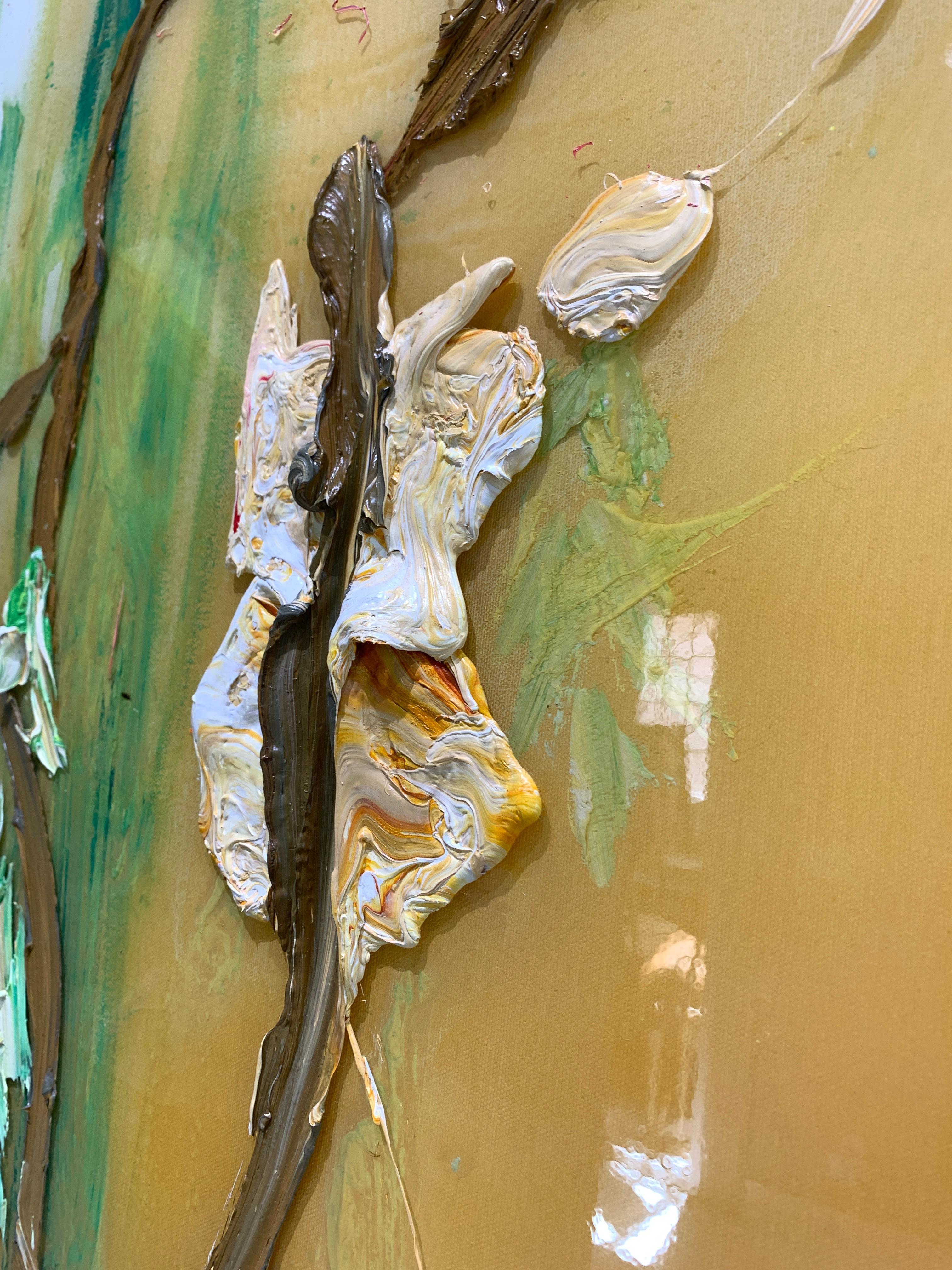 The Willow - Beige Abstract Painting by Darius Yektai