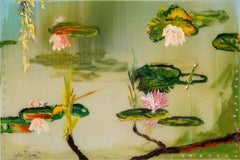 "Waterlily Reflected Pond" Landscape Painting of Pond's Reflection