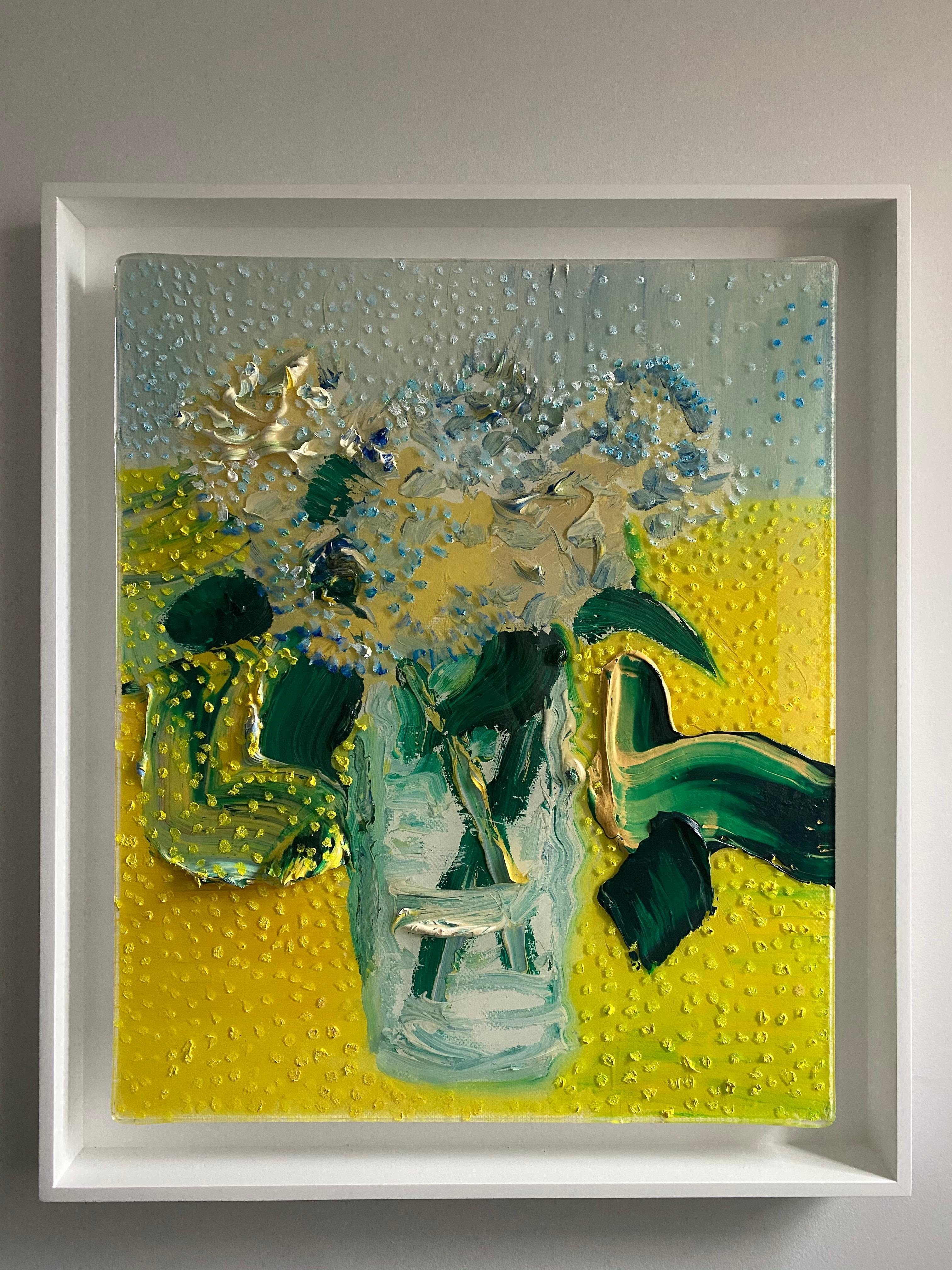 Yellow Spotted Hydrangeas - Contemporary Painting by Darius Yektai