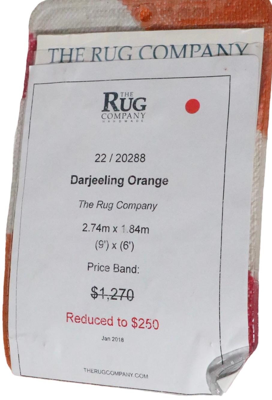 Indian Darjeeilng Orange Dhurrie Rug by the Rug Company, circa 2018 For Sale