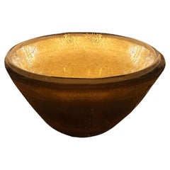 Dark Amber Murano Glass Bowl with Avventurina