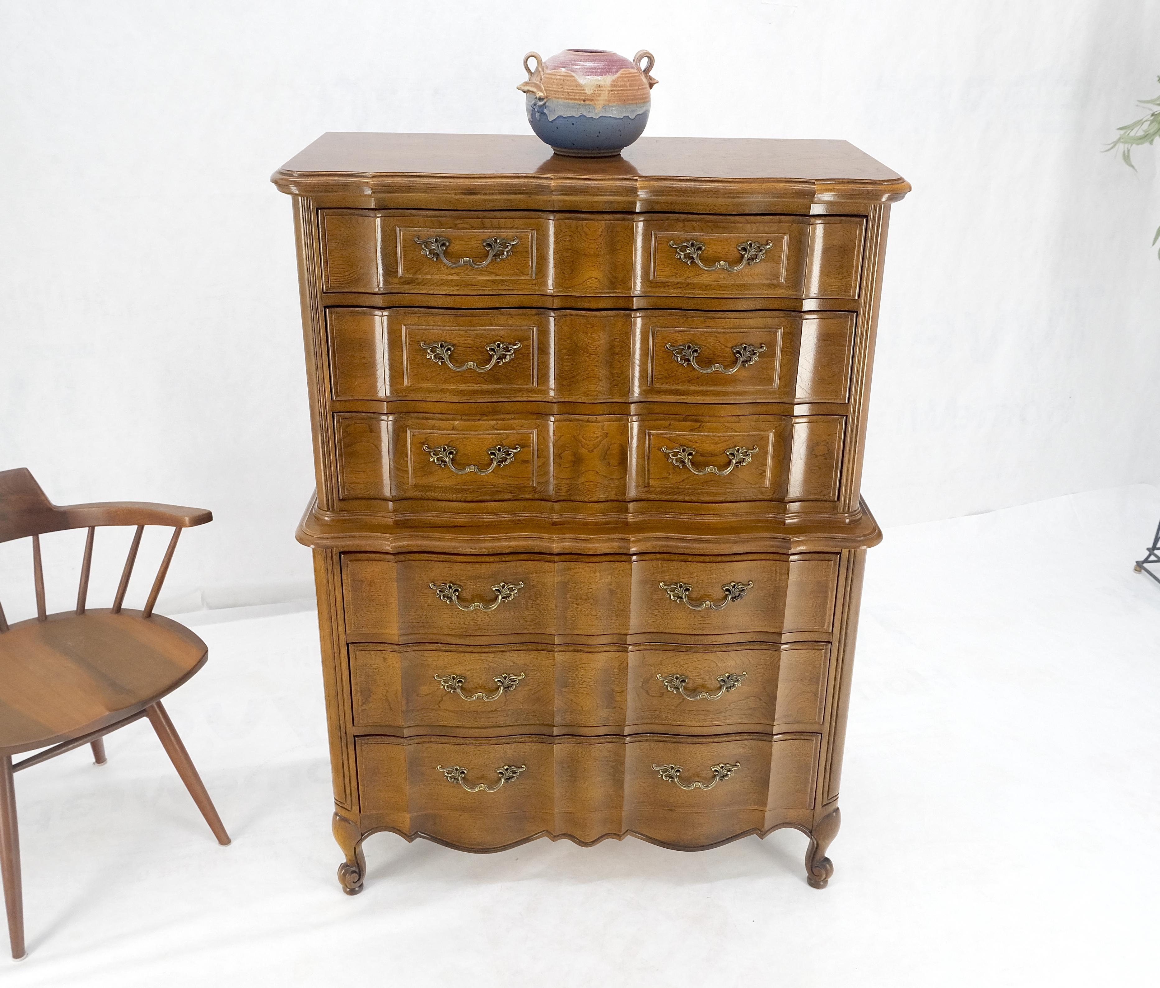 Brass Dark Amber Tone 6 Drawers High Boy French Chest of Drawers by Thomasville MINT! For Sale